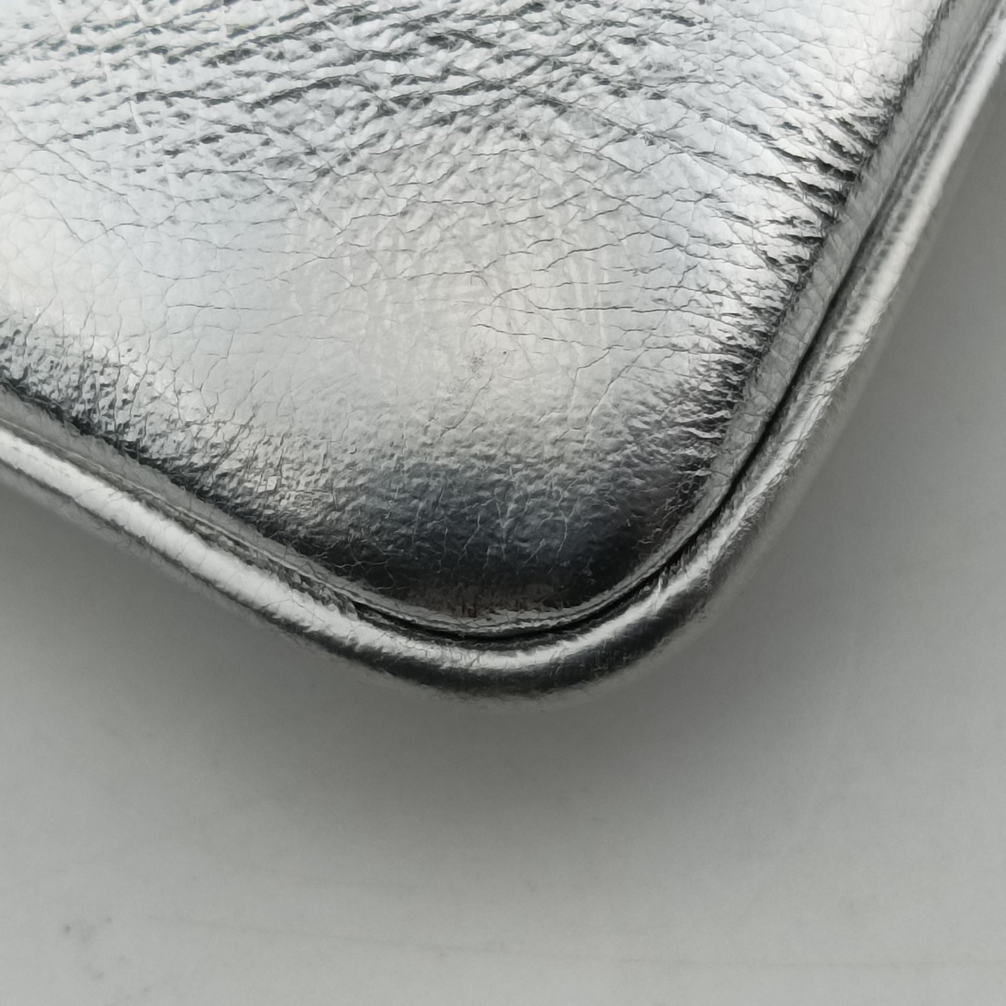 Pre-owned Christian Dior Dior double Medium Silver Leather  shoulderbag | stylenewstar