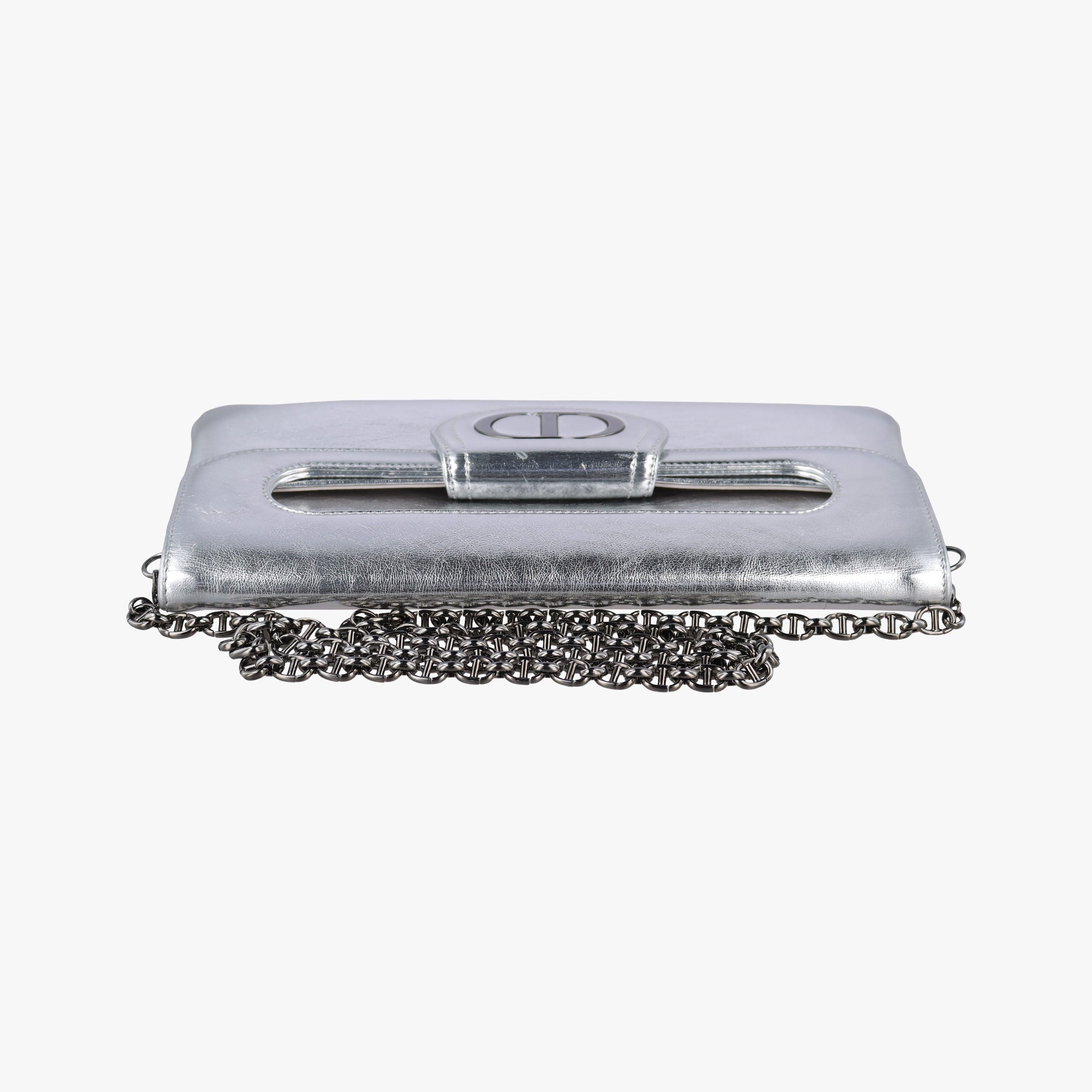 Pre-owned Christian Dior Dior double Medium Silver Leather  shoulderbag | stylenewstar