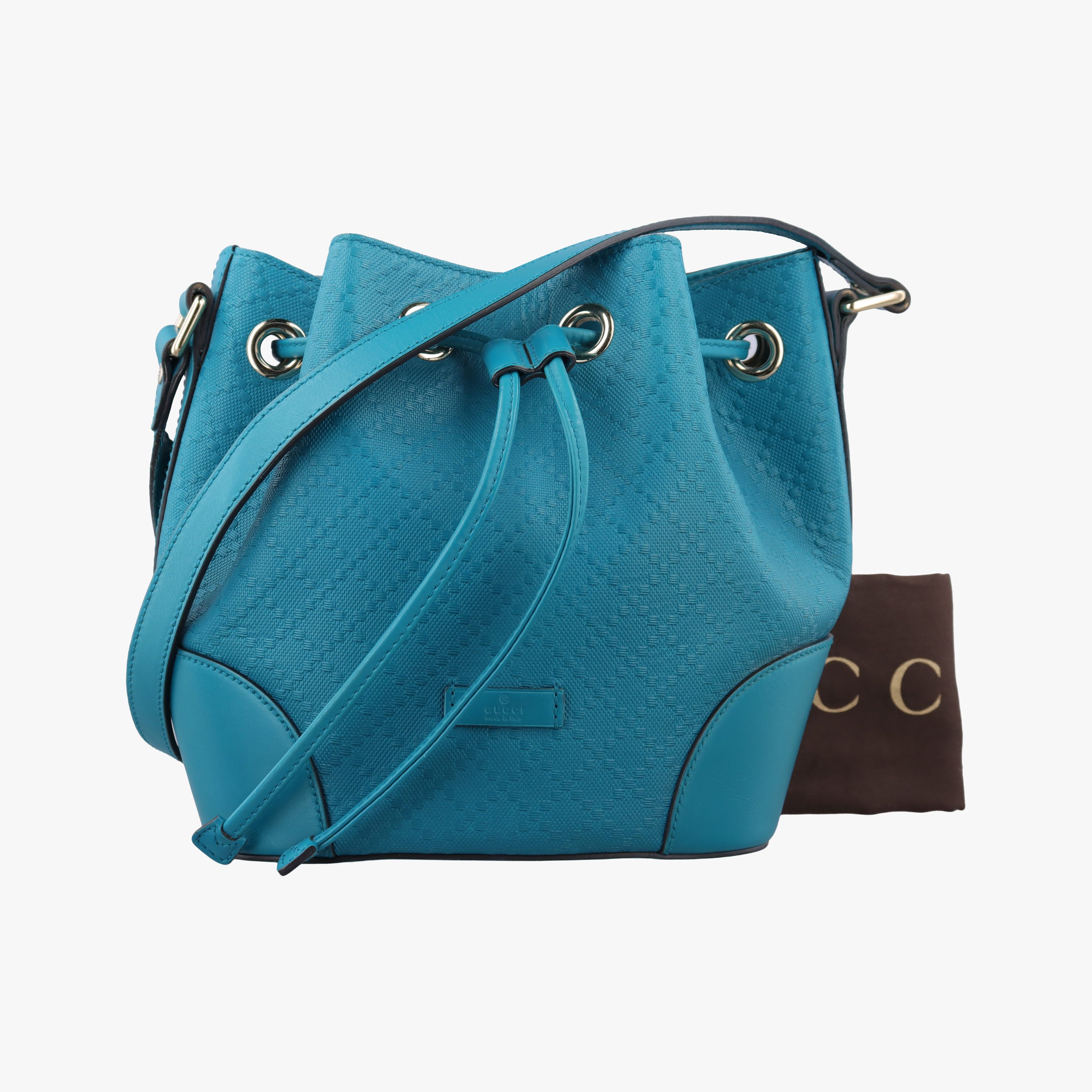 Pre-owned Gucci Bright Diamante Bucket Blue Leather 354229 shoulderbag | stylenewstar