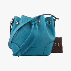 Pre-owned Gucci Bright Diamante Bucket Blue Leather 354229 shoulderbag | stylenewstar