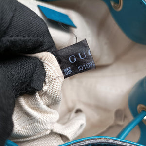 Pre-owned Gucci Bright Diamante Bucket Blue Leather 354229 shoulderbag | stylenewstar