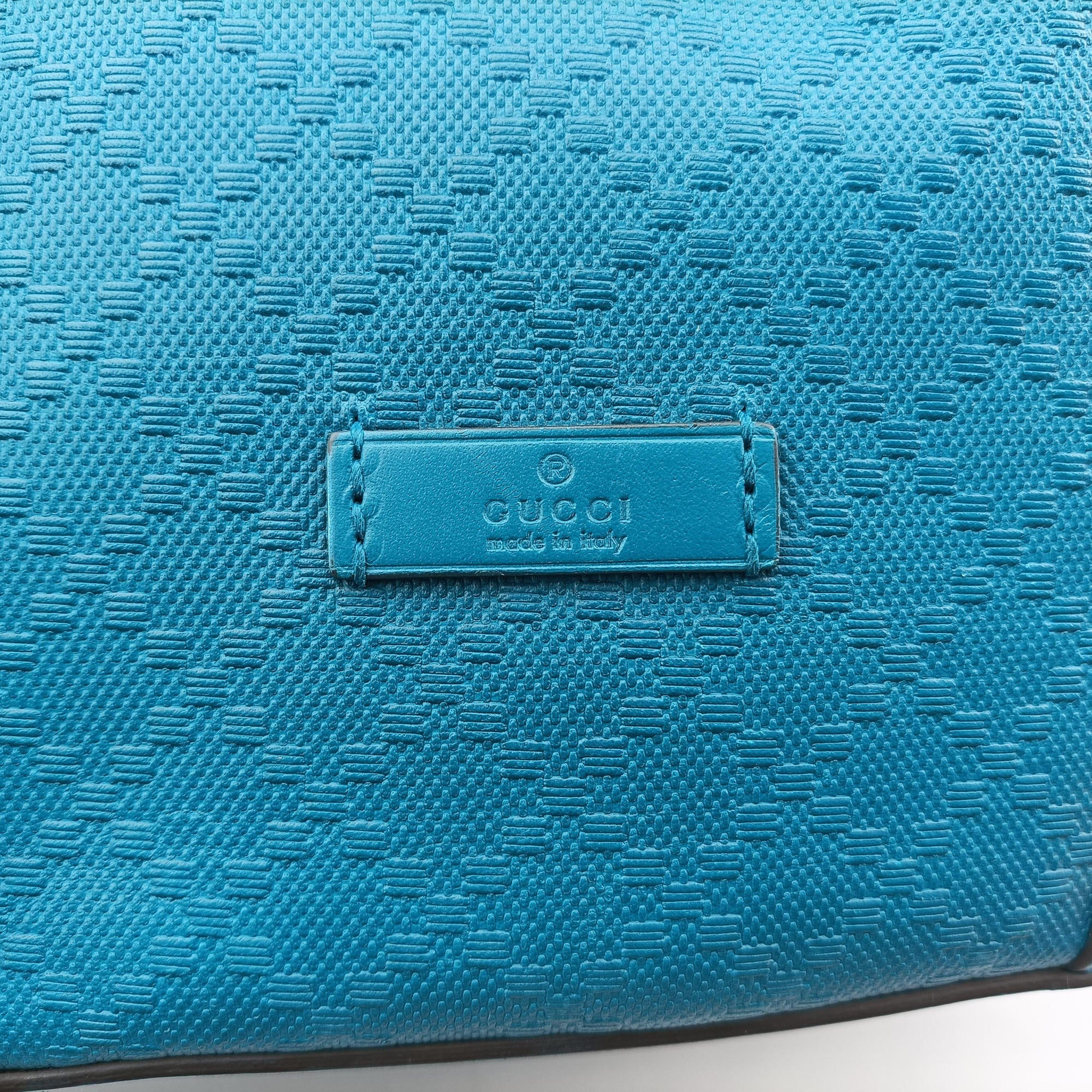 Pre-owned Gucci Bright Diamante Bucket Blue Leather 354229 shoulderbag | stylenewstar