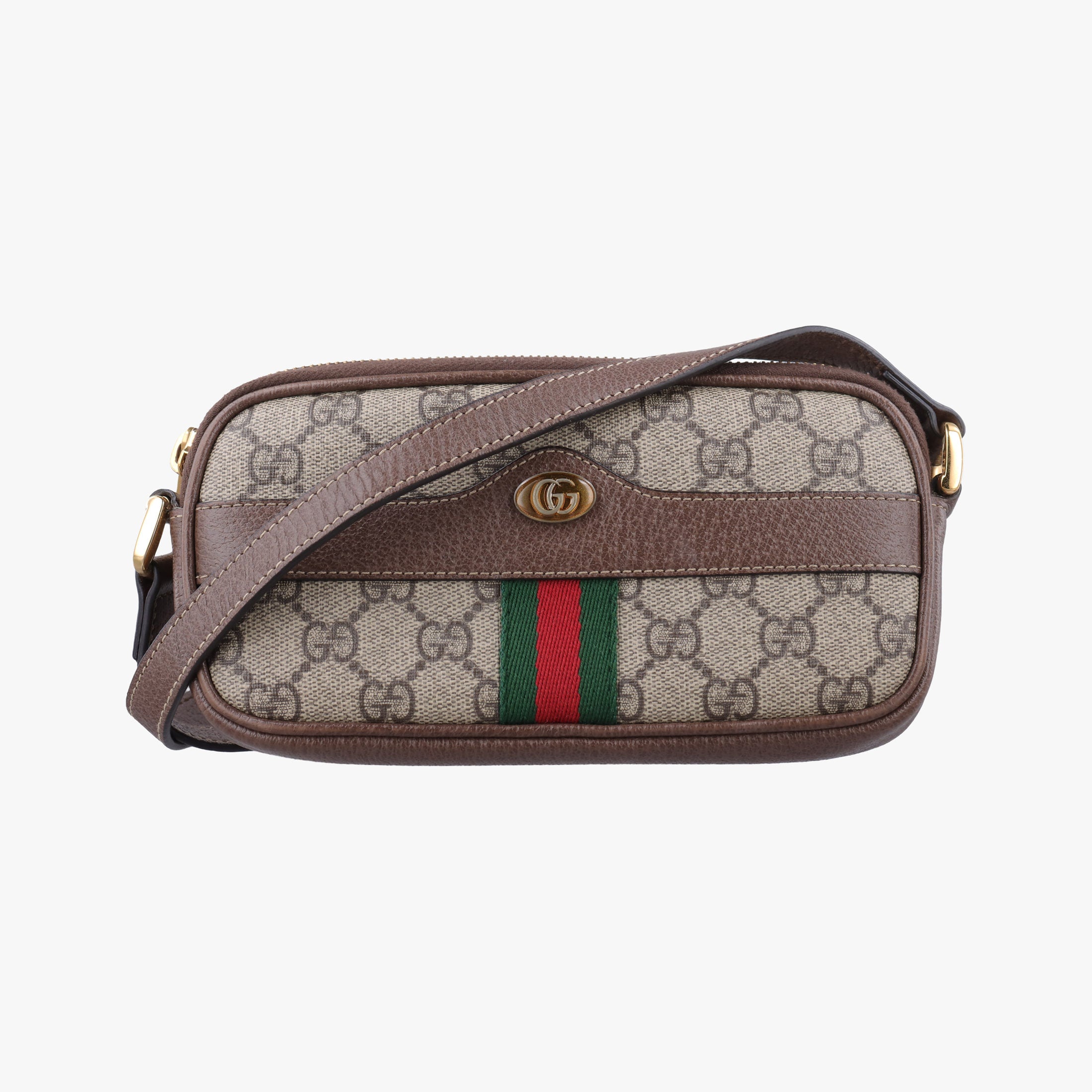 Pre-owned Gucci Ophidia Beige×red×green PVC coated canvas×Leather 598664 shoulderbag | stylenewstar