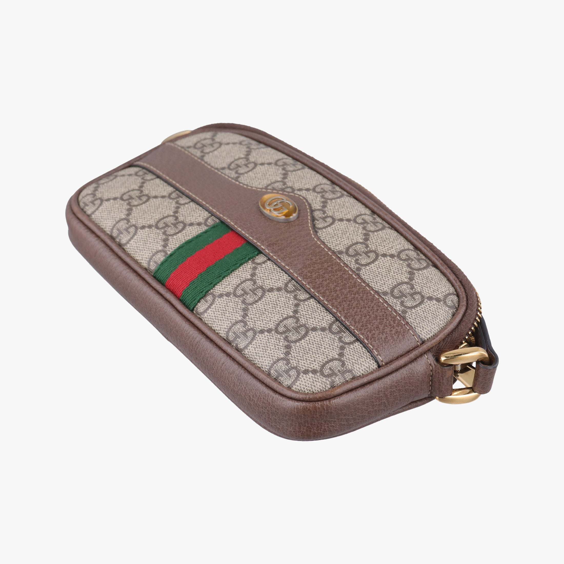 Pre-owned Gucci Ophidia Beige×red×green PVC coated canvas×Leather 598664 shoulderbag | stylenewstar