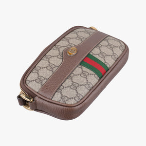 Pre-owned Gucci Ophidia Beige×red×green PVC coated canvas×Leather 598664 shoulderbag | stylenewstar