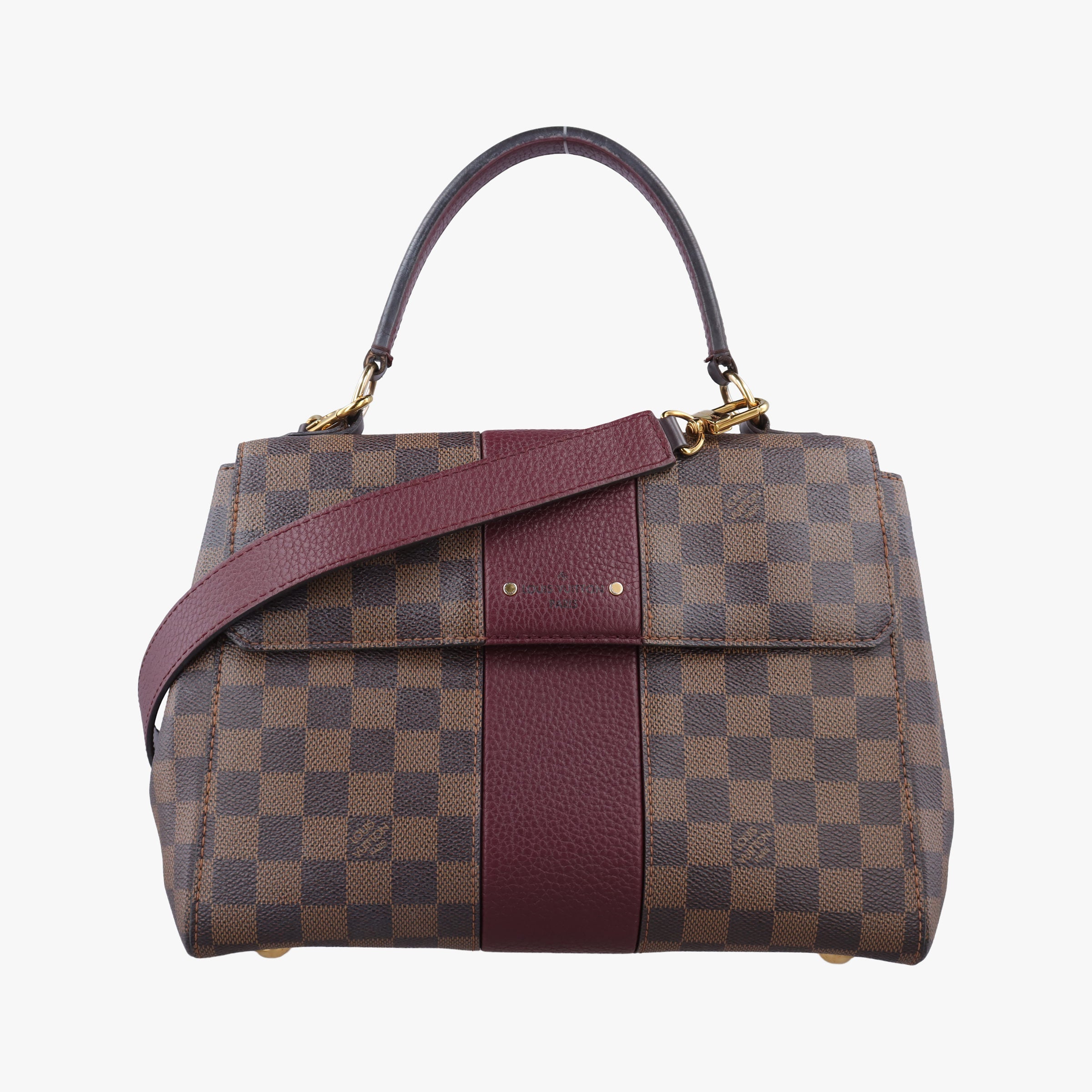 Pre-owned Louis Vuitton BOND STREET EBENE×bordeaux Damier Canvas aTaurillon leather N64416 shoulderbag | stylenewstar