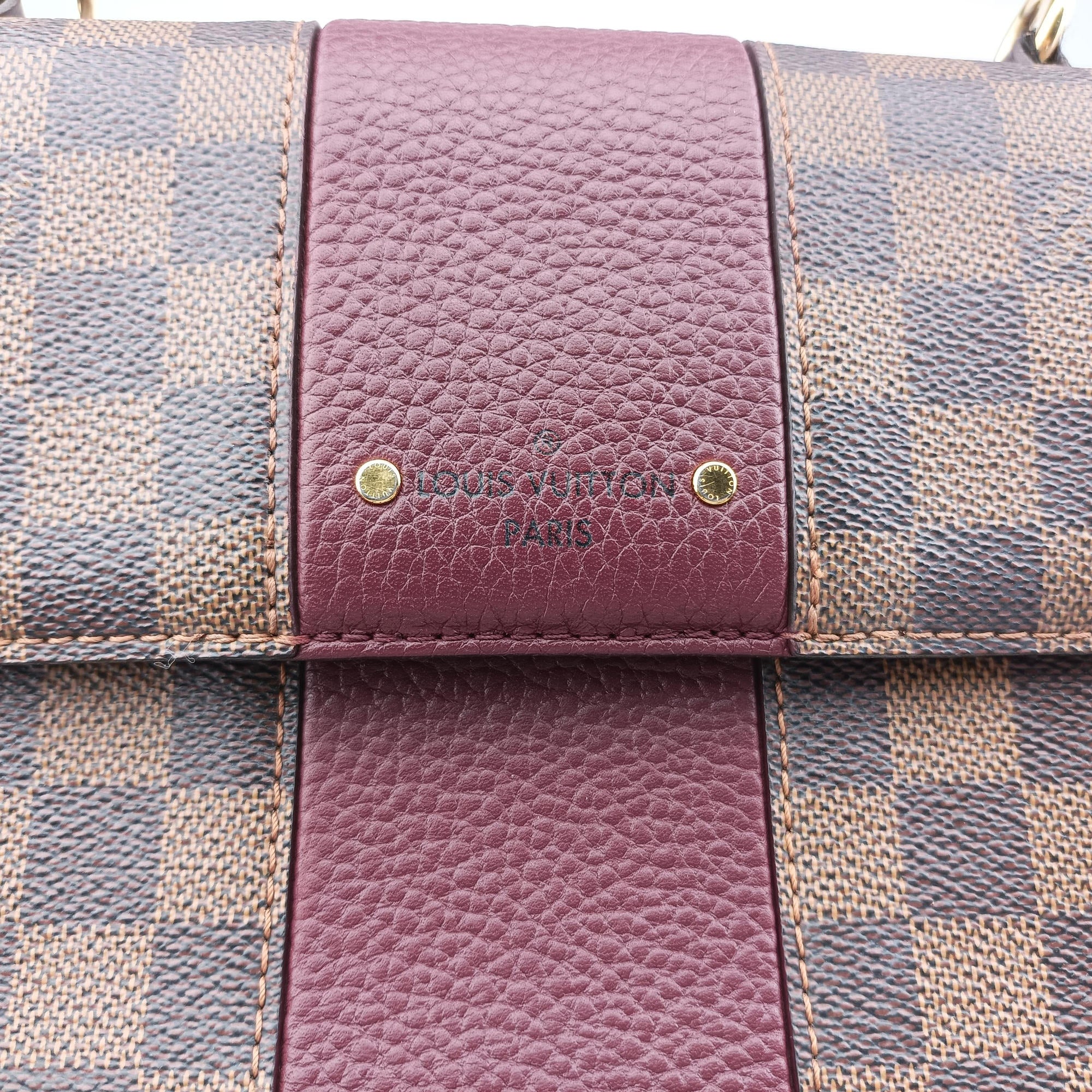 Pre-owned Louis Vuitton BOND STREET EBENE×bordeaux Damier Canvas aTaurillon leather N64416 shoulderbag | stylenewstar