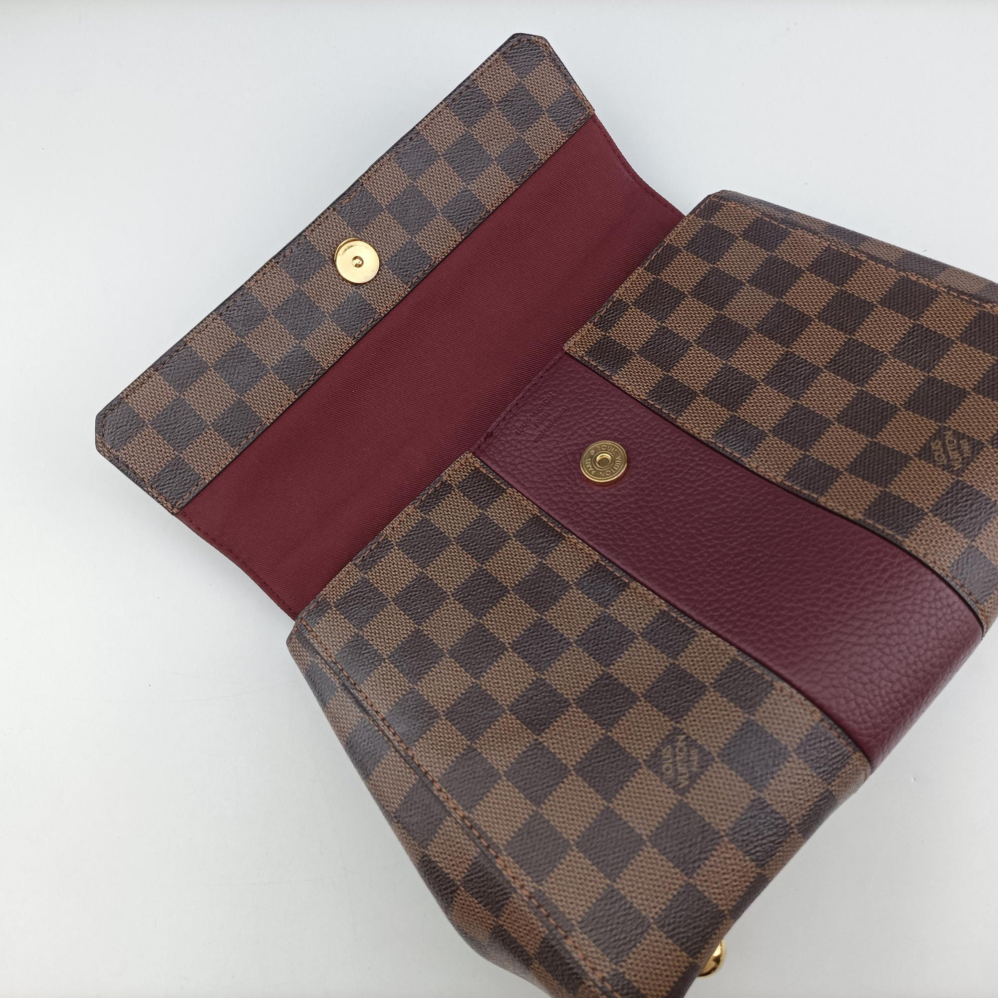 Pre-owned Louis Vuitton BOND STREET EBENE×bordeaux Damier Canvas aTaurillon leather N64416 shoulderbag | stylenewstar