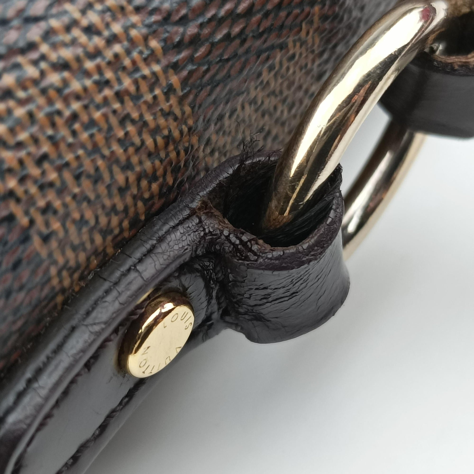 Pre-owned Louis Vuitton BOND STREET EBENE×bordeaux Damier Canvas aTaurillon leather N64416 shoulderbag | stylenewstar