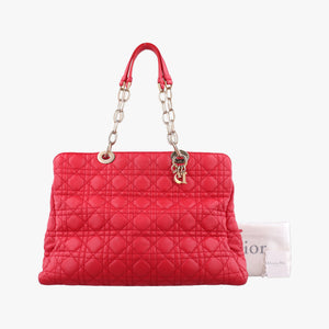 Pre-owned Christian Dior Cannage Dior Soft Shopping Red lambskin  handbag | stylenewstar