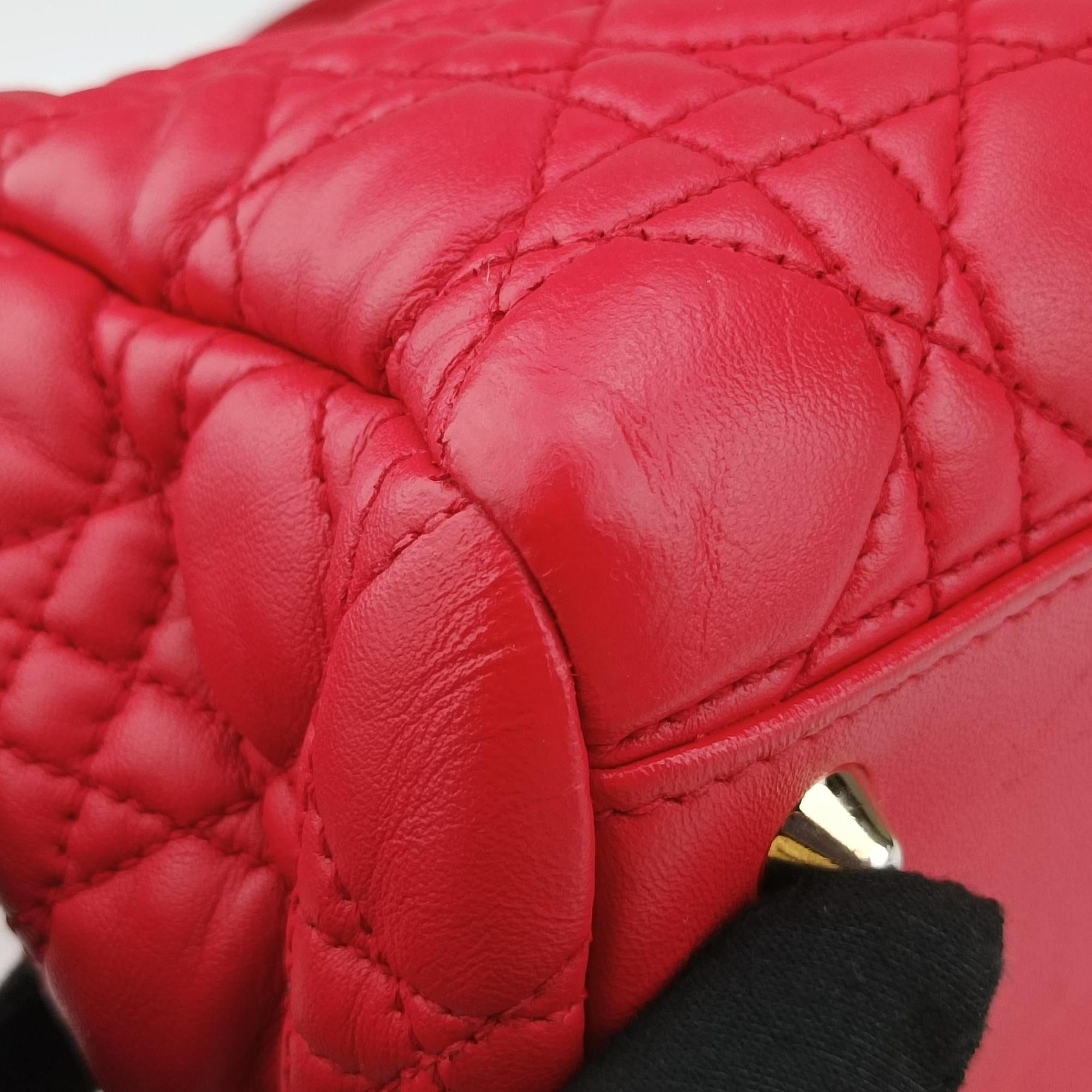 Pre-owned Christian Dior Cannage Dior Soft Shopping Red lambskin  handbag | stylenewstar