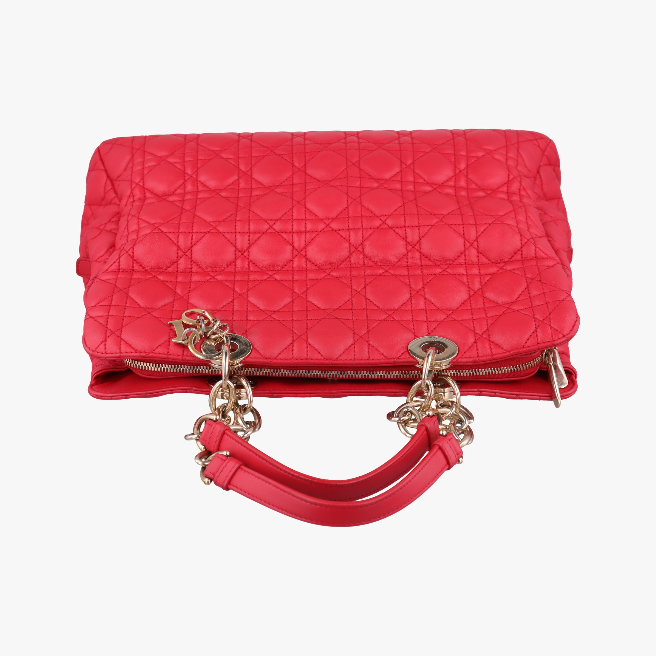 Pre-owned Christian Dior Cannage Dior Soft Shopping Red lambskin  handbag | stylenewstar