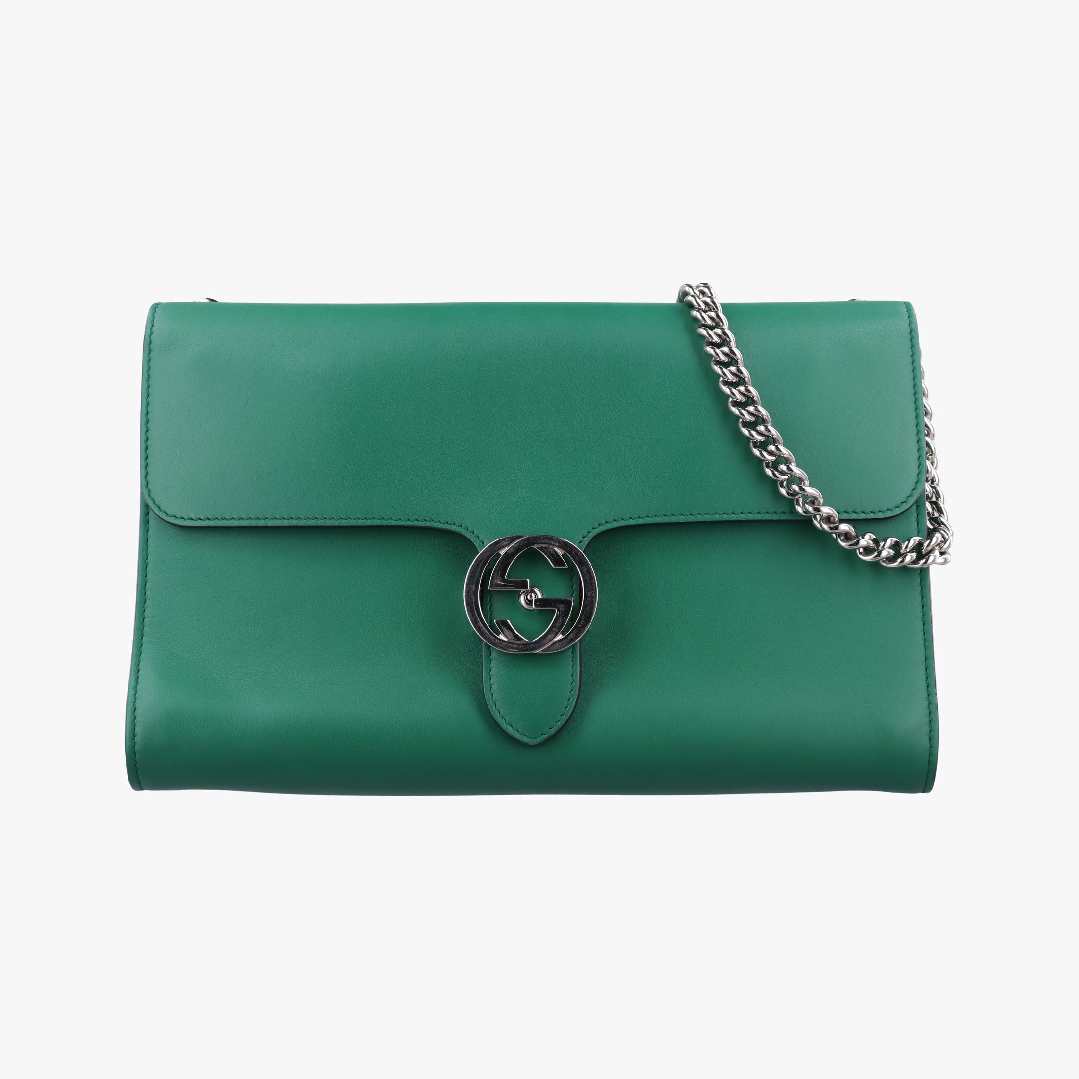 Pre-owned Gucci Interlocking G Green Leather 387604 shoulderbag | stylenewstar