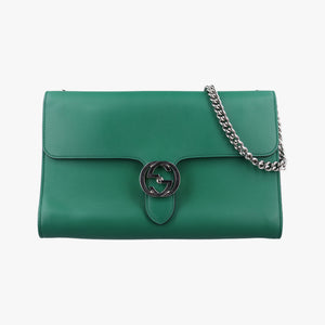 Pre-owned Gucci Interlocking G Green Leather 387604 shoulderbag | stylenewstar