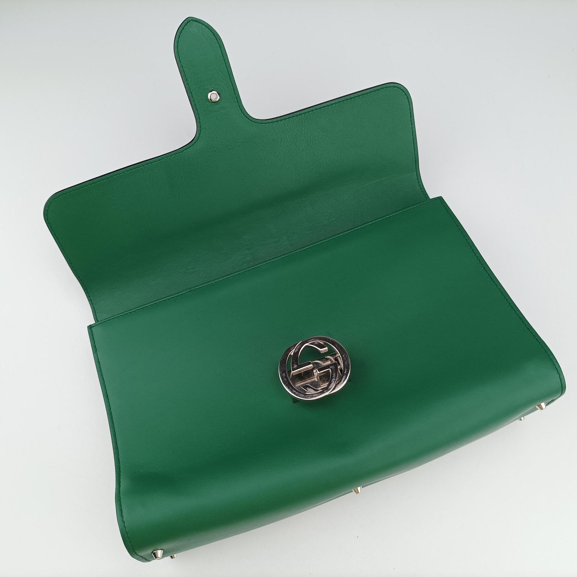 Pre-owned Gucci Interlocking G Green Leather 387604 shoulderbag | stylenewstar