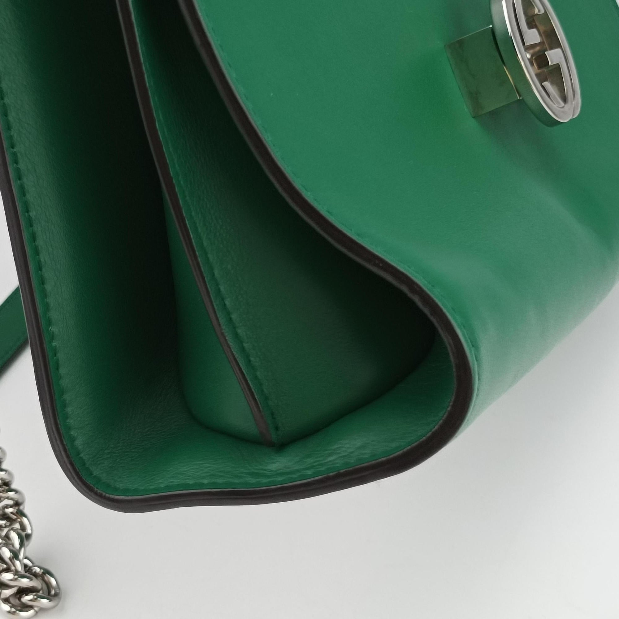 Pre-owned Gucci Interlocking G Green Leather 387604 shoulderbag | stylenewstar