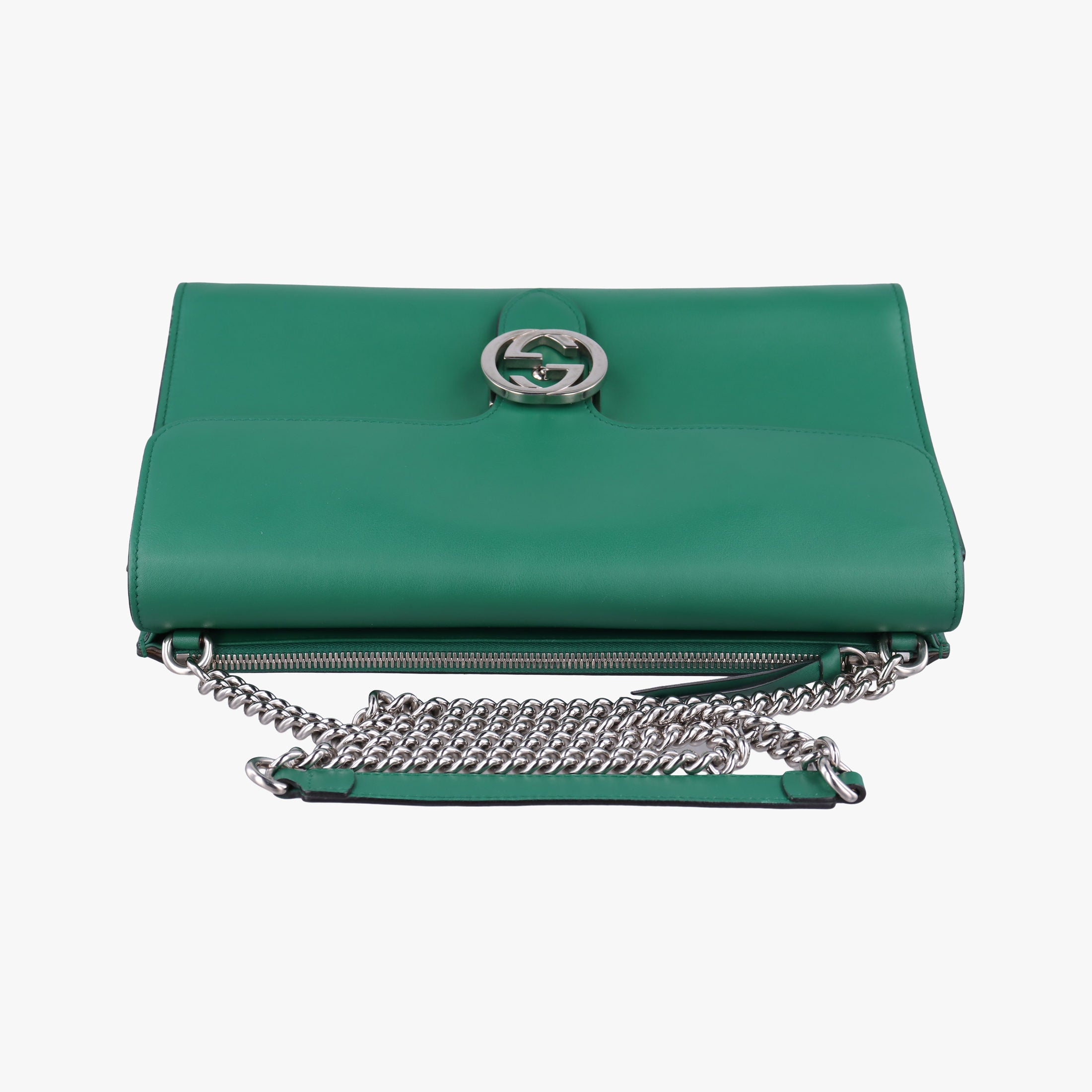 Pre-owned Gucci Interlocking G Green Leather 387604 shoulderbag | stylenewstar