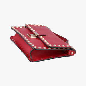 Pre-owned Valentino ROCKSTUD Red Leather  shoulderbag | stylenewstar