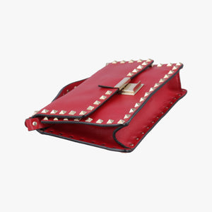 Pre-owned Valentino ROCKSTUD Red Leather  shoulderbag | stylenewstar