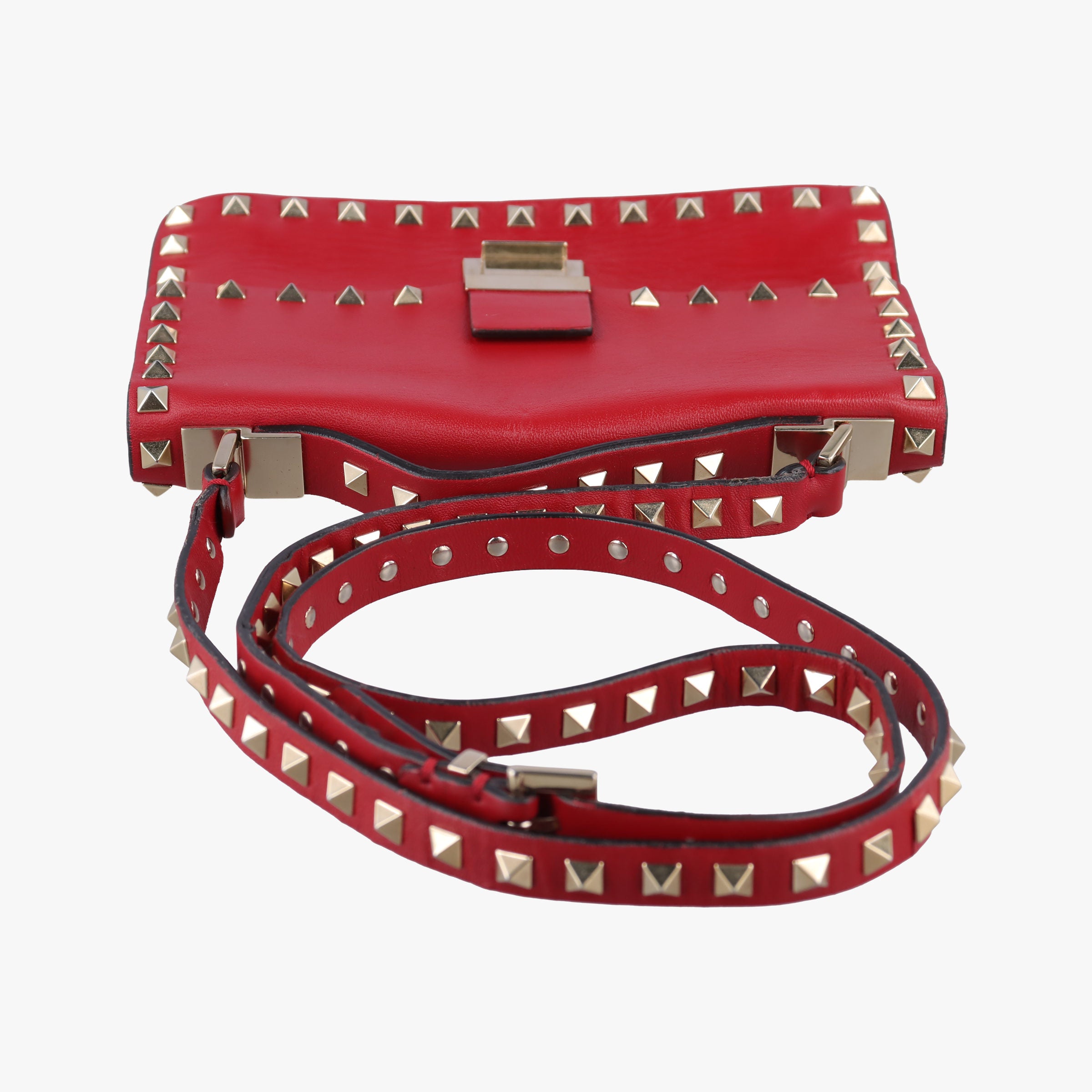Pre-owned Valentino ROCKSTUD Red Leather  shoulderbag | stylenewstar