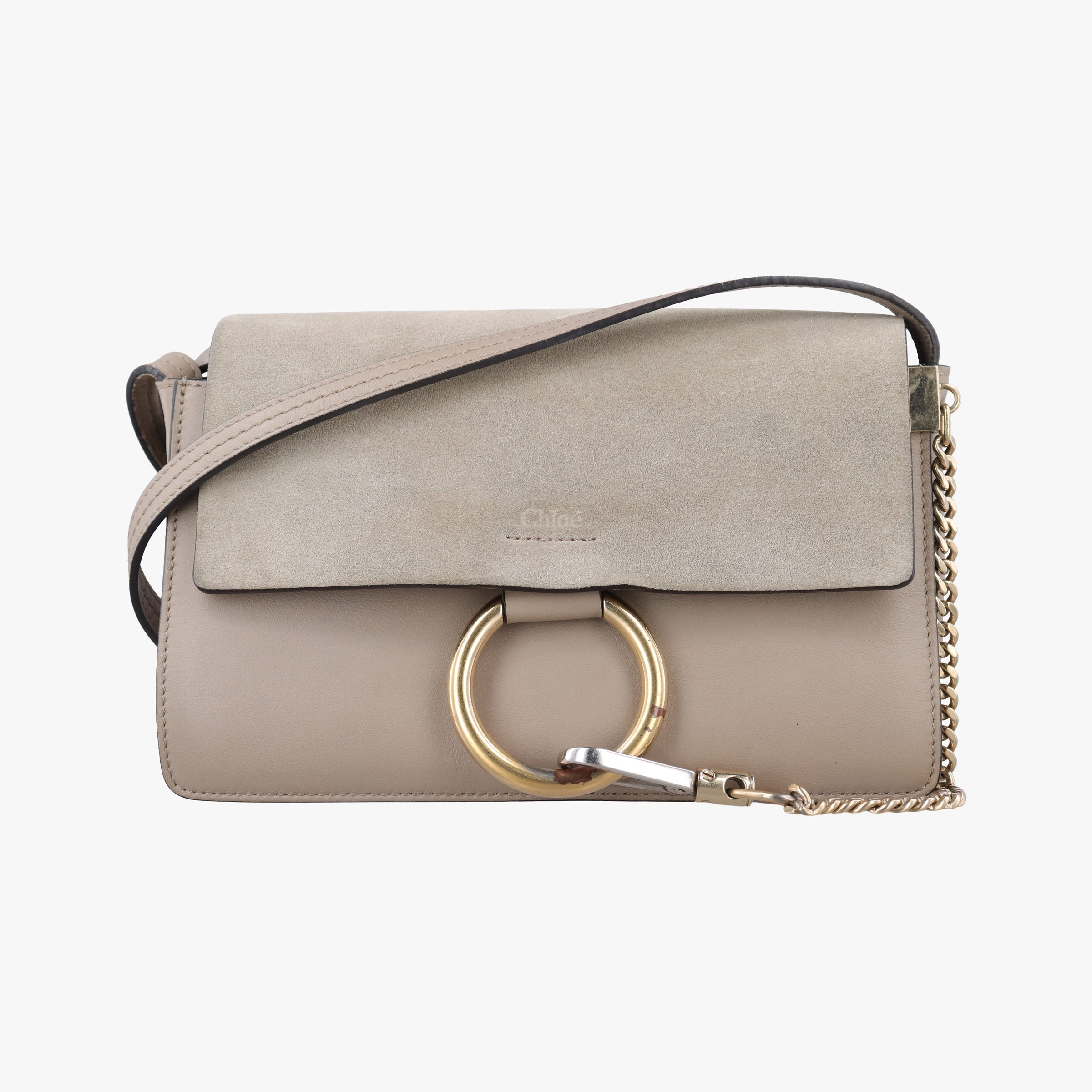 Secondhand Chloe FAYE Beige Suede × leather  shoulderbag | stylenewstar