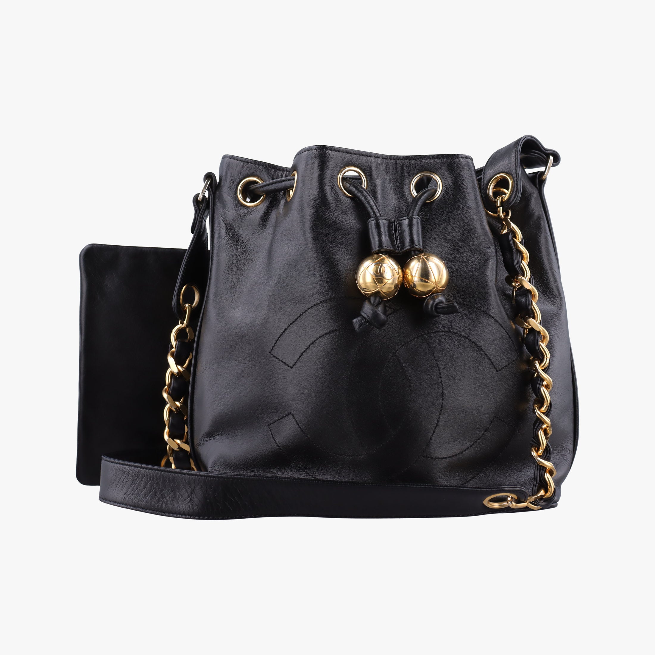 Vintage Chanel CC Logo Black Lambskin  shoulderbag | stylenewstar