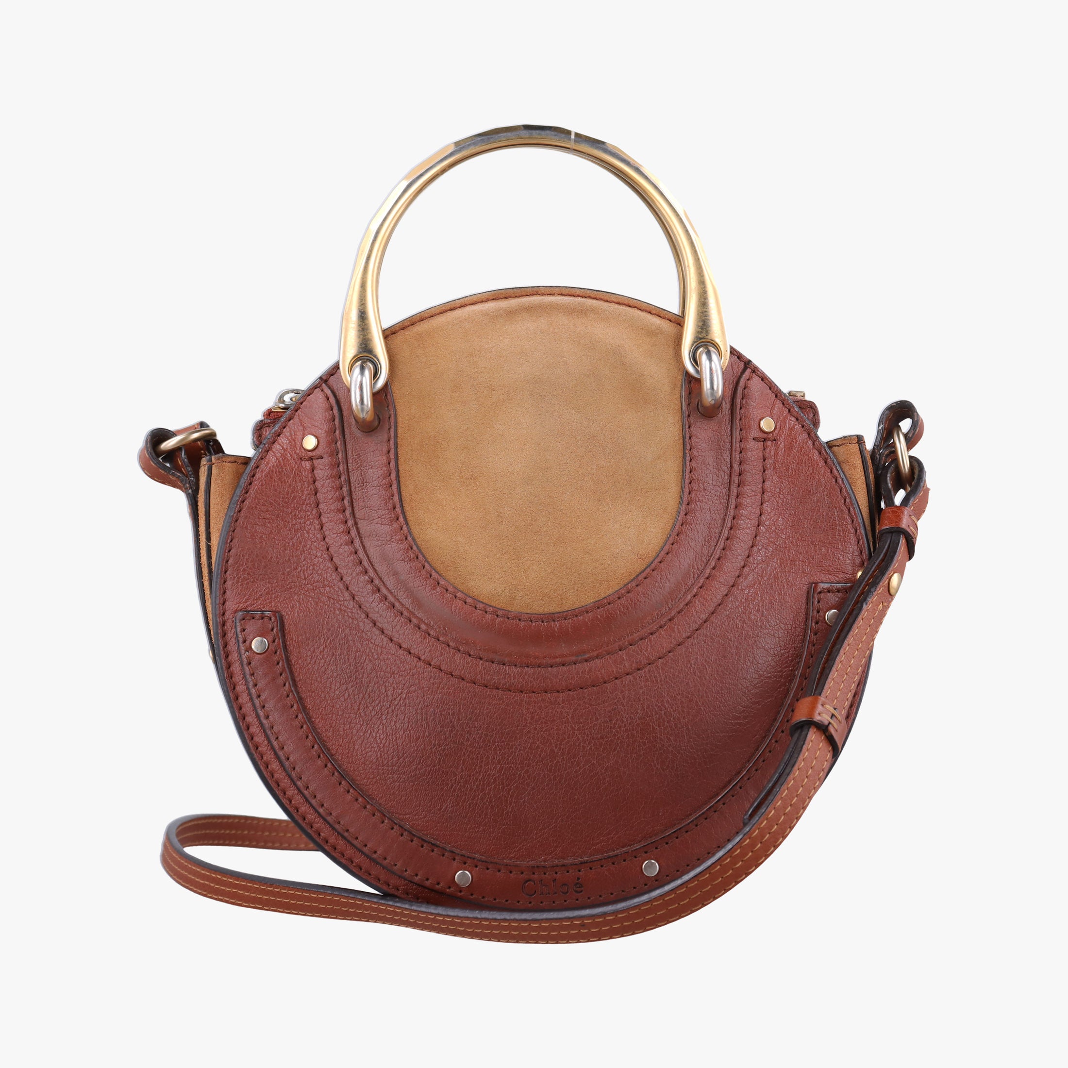 Vintage Chloe Small Pixie Round Top Brown × Bordeaux Leather×Suede  shoulderbag | stylenewstar