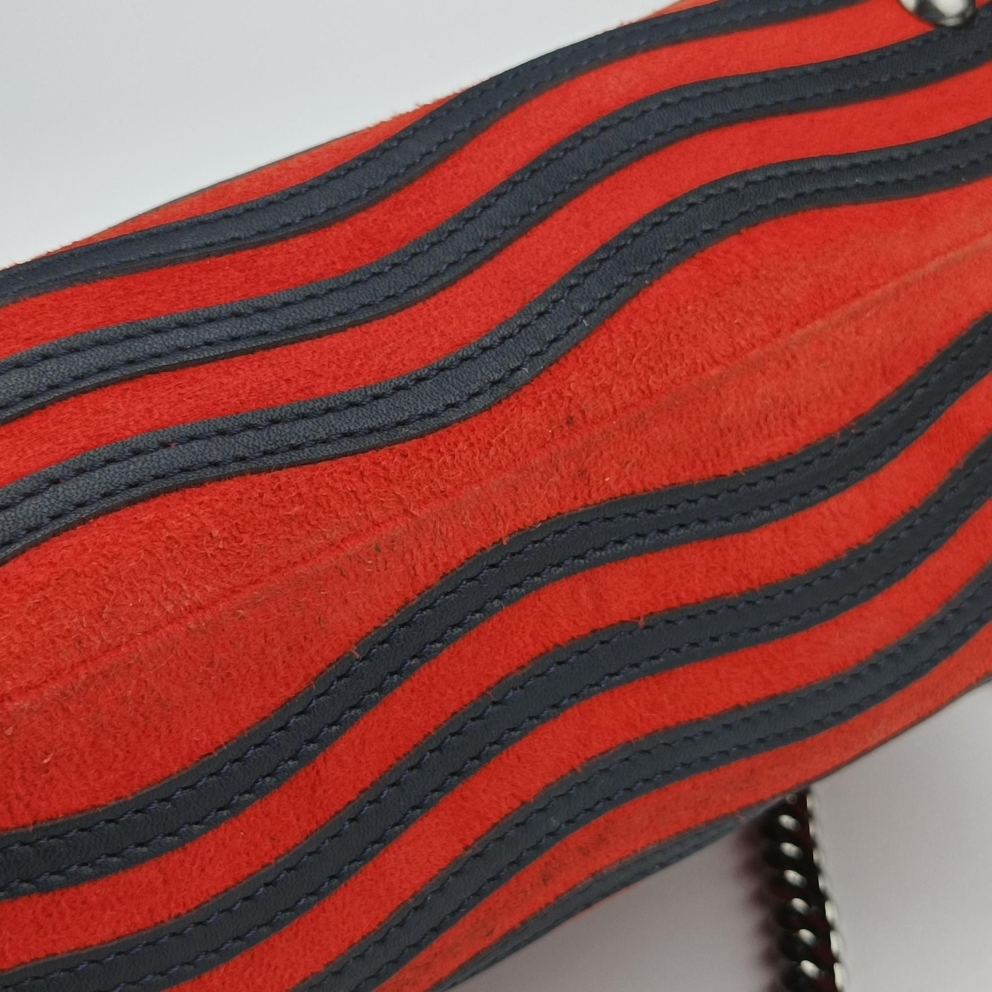 Pre-owned Fendi Dotcom Click Small Red × Black Suede × Leather 8BN299 shoulderbag | stylenewstar