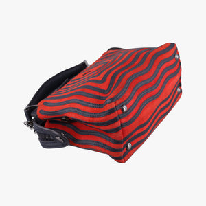 Pre-owned Fendi Dotcom Click Small Red × Black Suede × Leather 8BN299 shoulderbag | stylenewstar