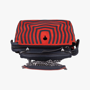 Pre-owned Fendi Dotcom Click Small Red × Black Suede × Leather 8BN299 shoulderbag | stylenewstar