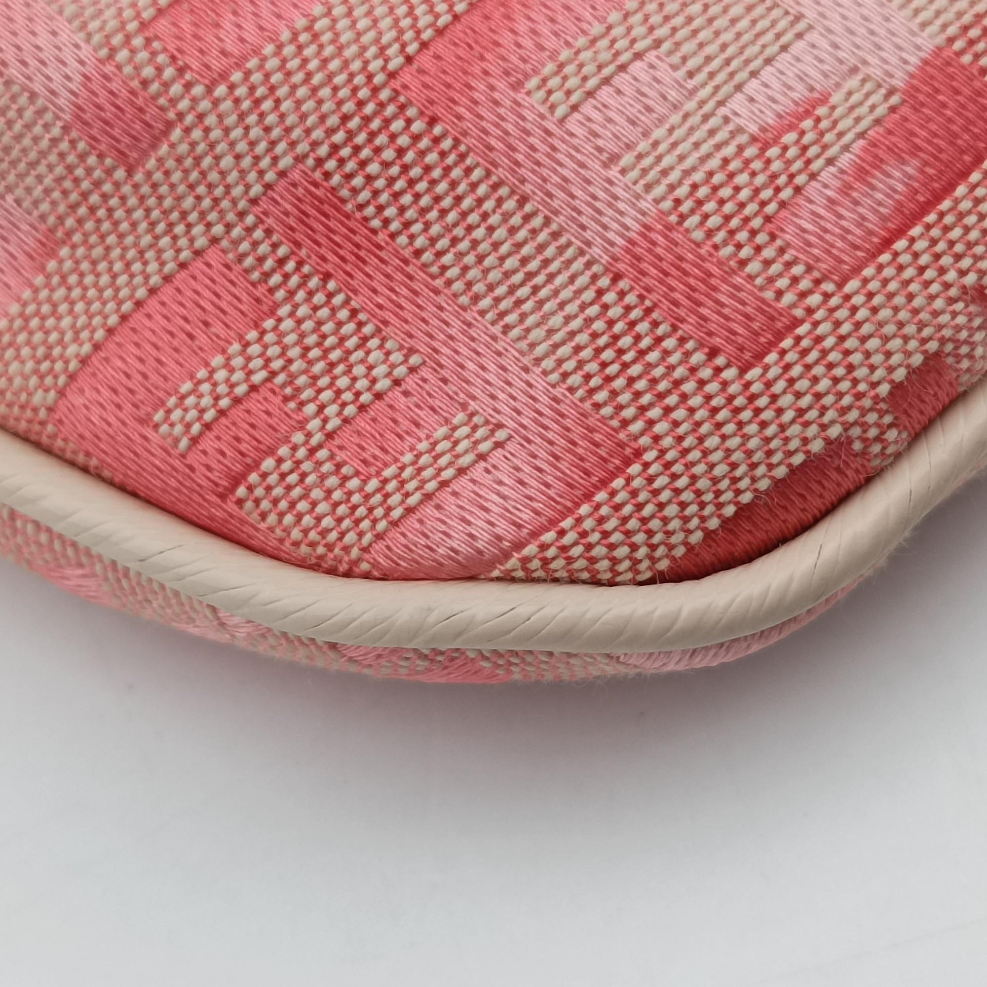 Pre-owned Fendi Zucchino Studded Pink canvas 8BR594 handbag | stylenewstar