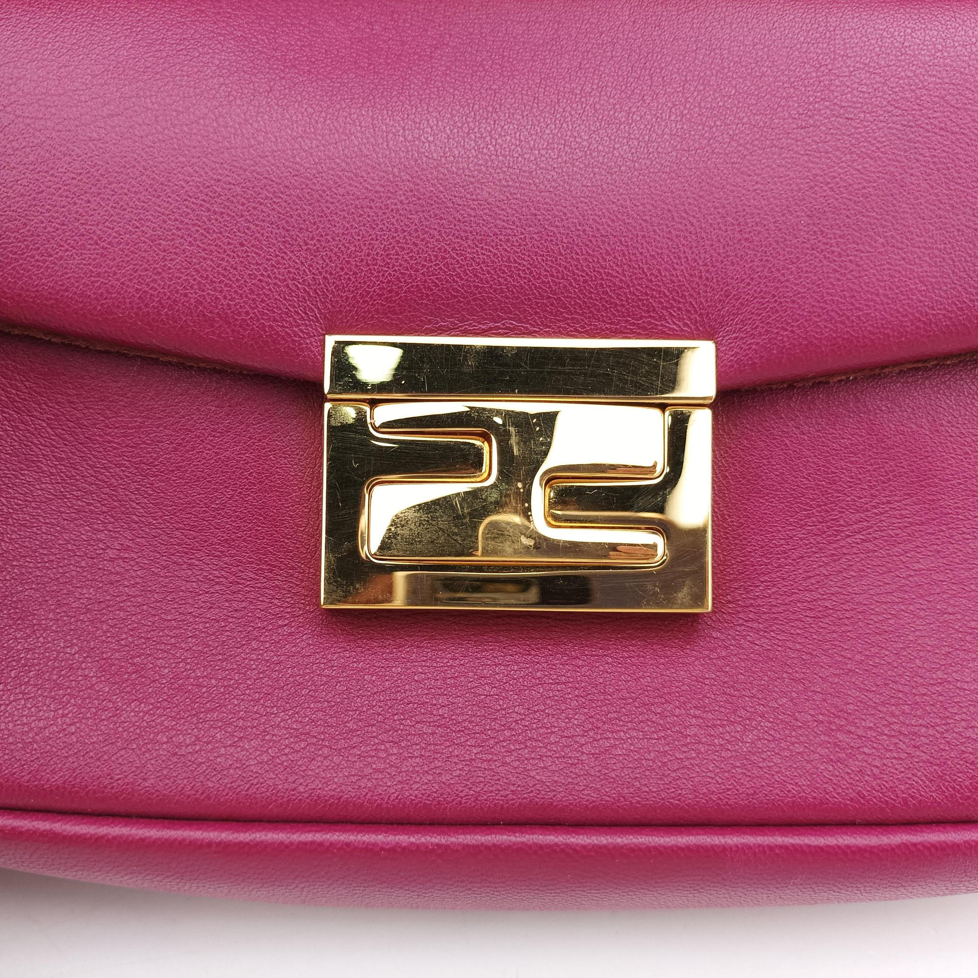 Pre-owned Fendi Mini Be Baguette Rose Leather 8M0315 shoulderbag | stylenewstar