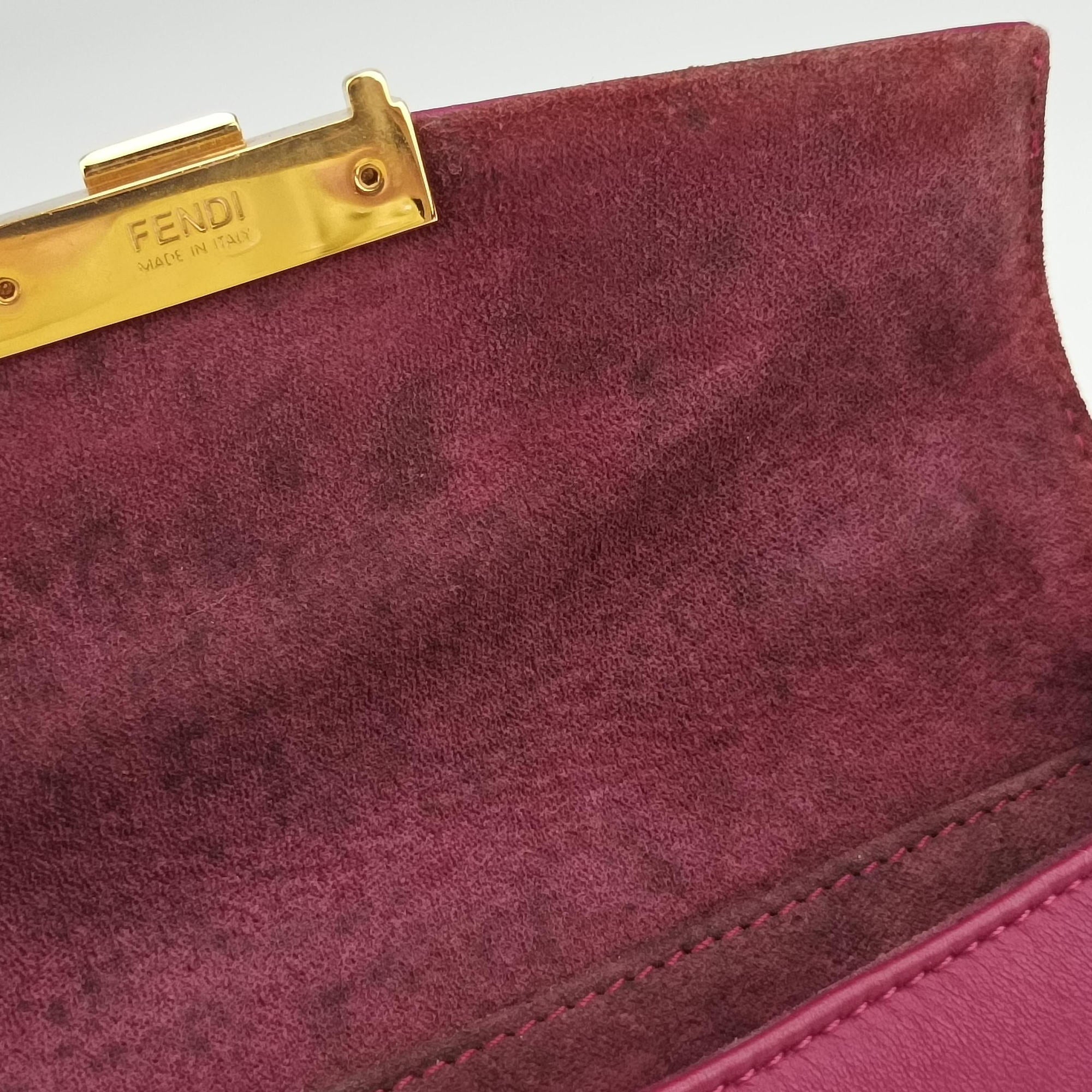 Pre-owned Fendi Mini Be Baguette Rose Leather 8M0315 shoulderbag | stylenewstar