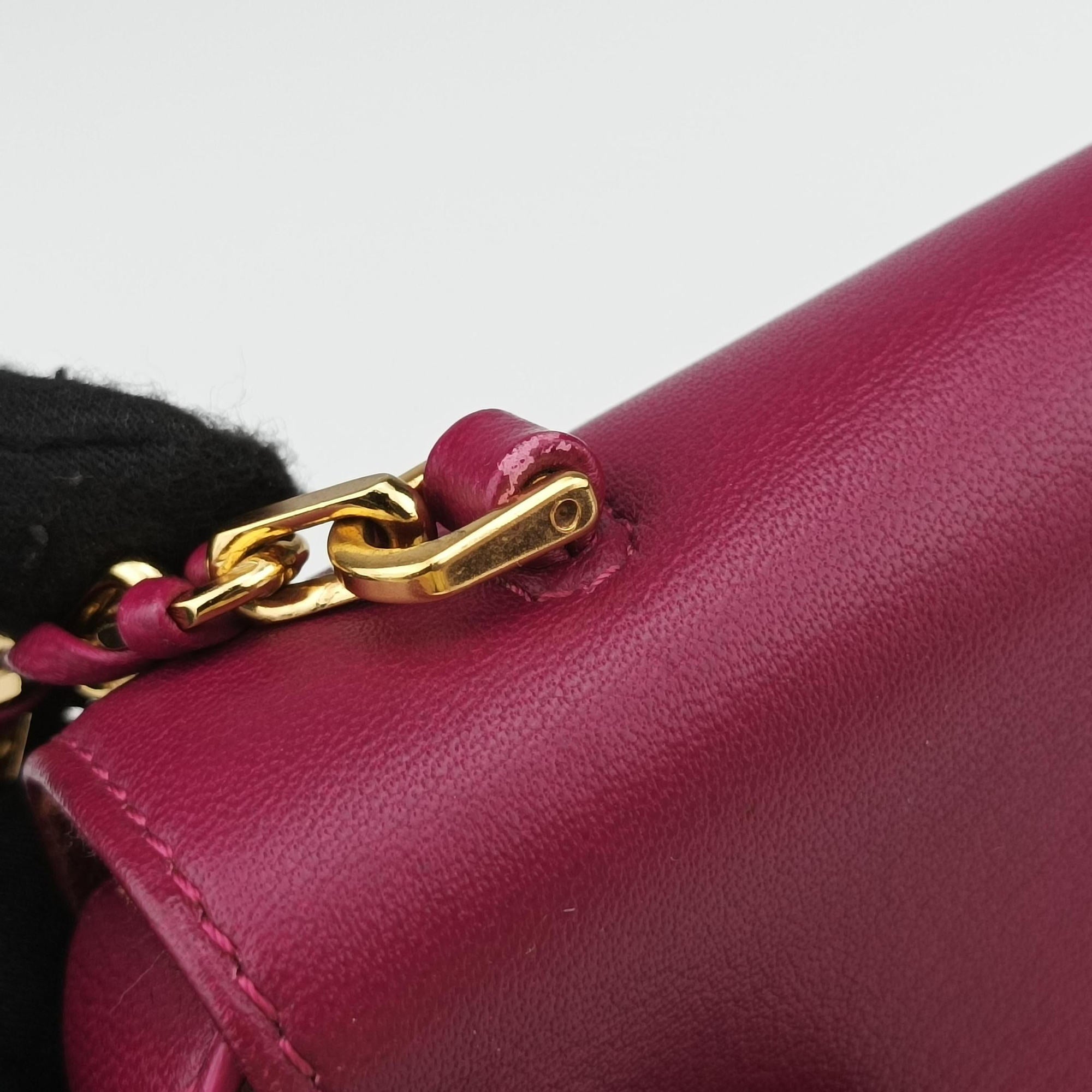 Pre-owned Fendi Mini Be Baguette Rose Leather 8M0315 shoulderbag | stylenewstar