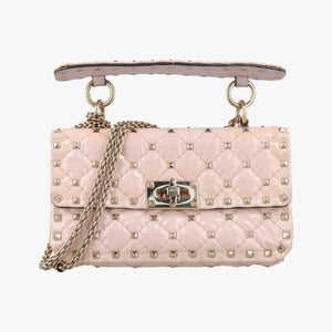 Pre-owned Valentino Rockstud spikes Pink pvc vinyl  shoulderbag | stylenewstar