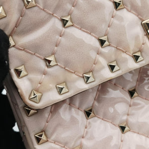 Pre-owned Valentino Rockstud spikes Pink pvc vinyl  shoulderbag | stylenewstar