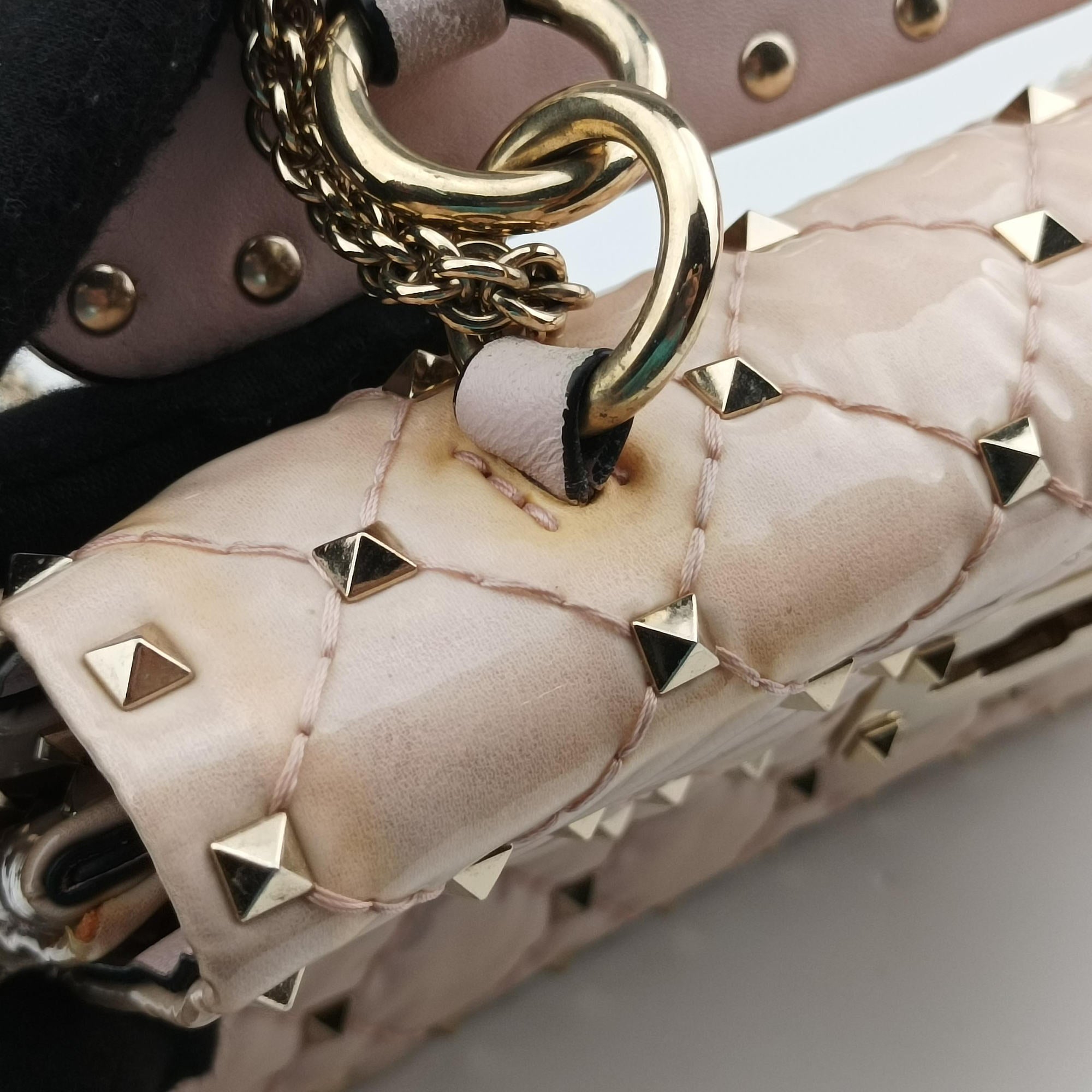 Pre-owned Valentino Rockstud spikes Pink pvc vinyl  shoulderbag | stylenewstar