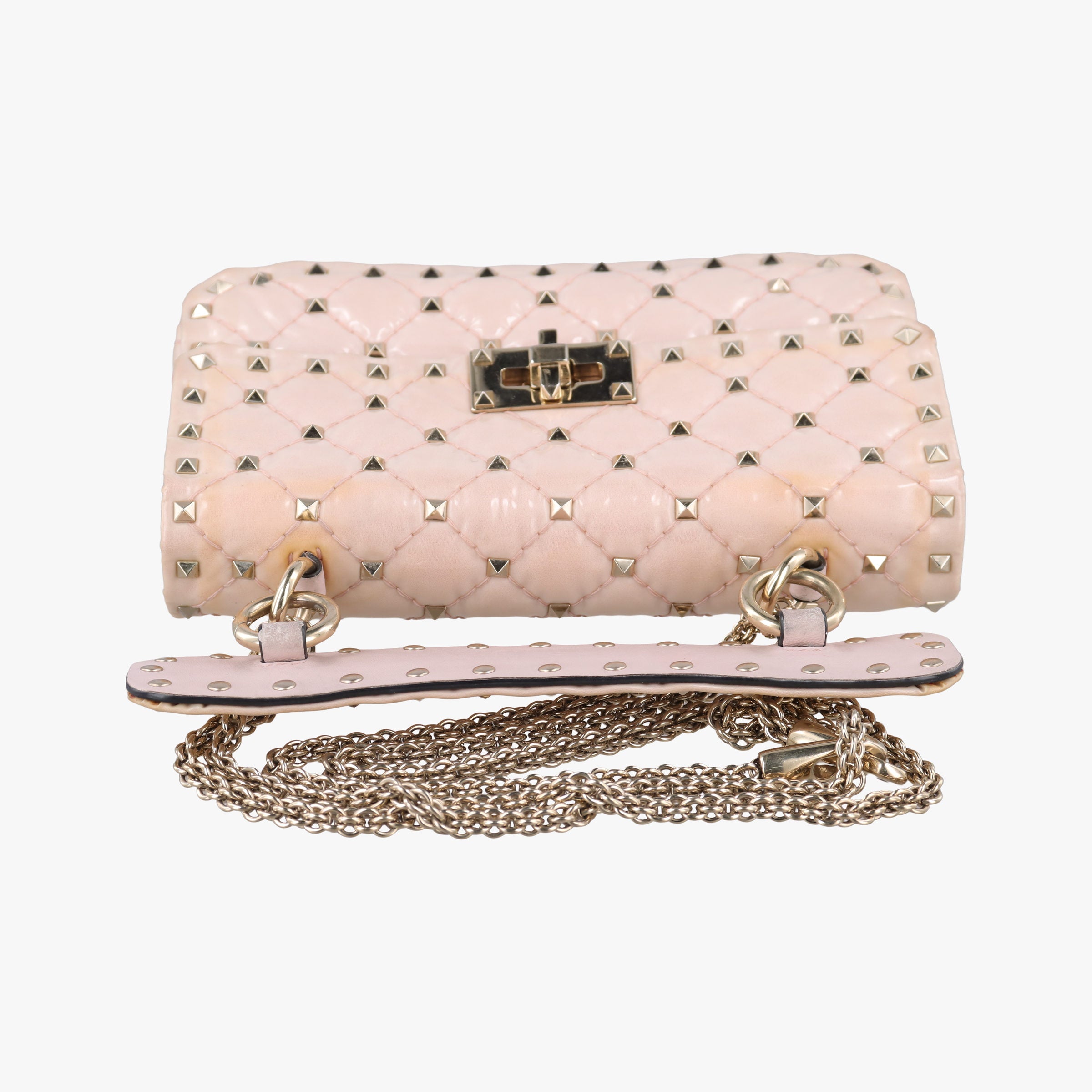 Pre-owned Valentino Rockstud spikes Pink pvc vinyl  shoulderbag | stylenewstar
