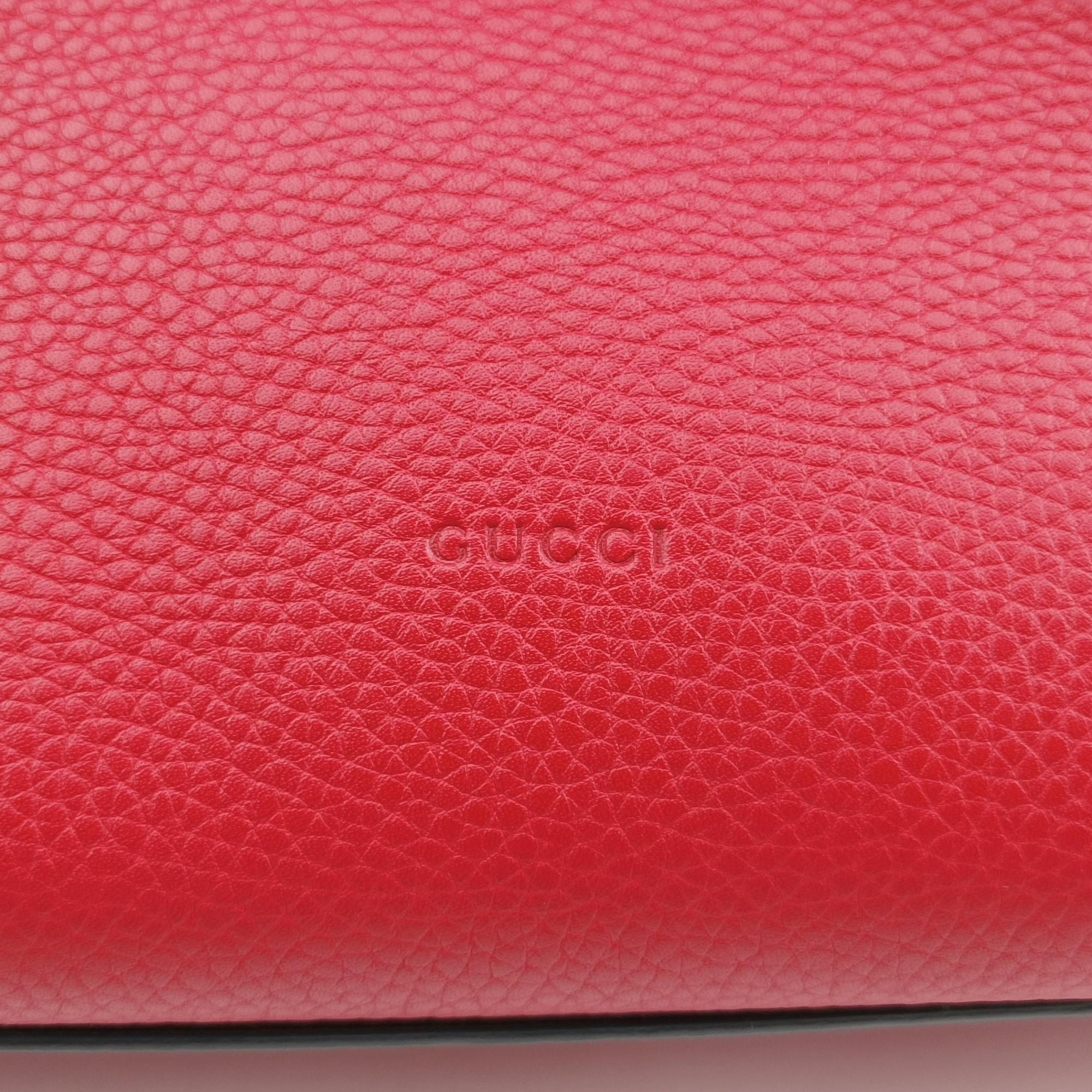 Pre-owned Gucci Bamboo Daily Red Leather 392013 shoulderbag | stylenewstar