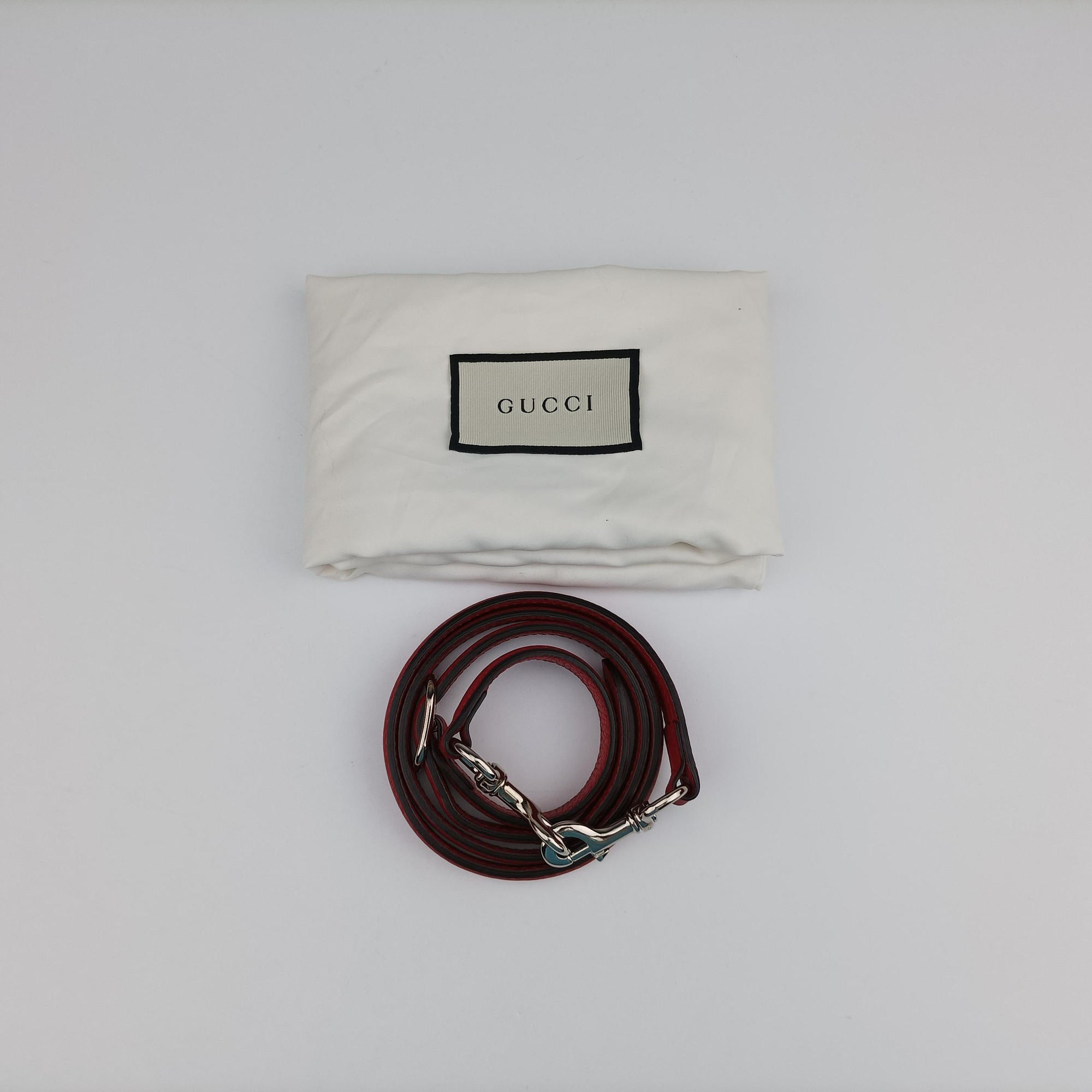 Pre-owned Gucci Bamboo Daily Red Leather 392013 shoulderbag | stylenewstar
