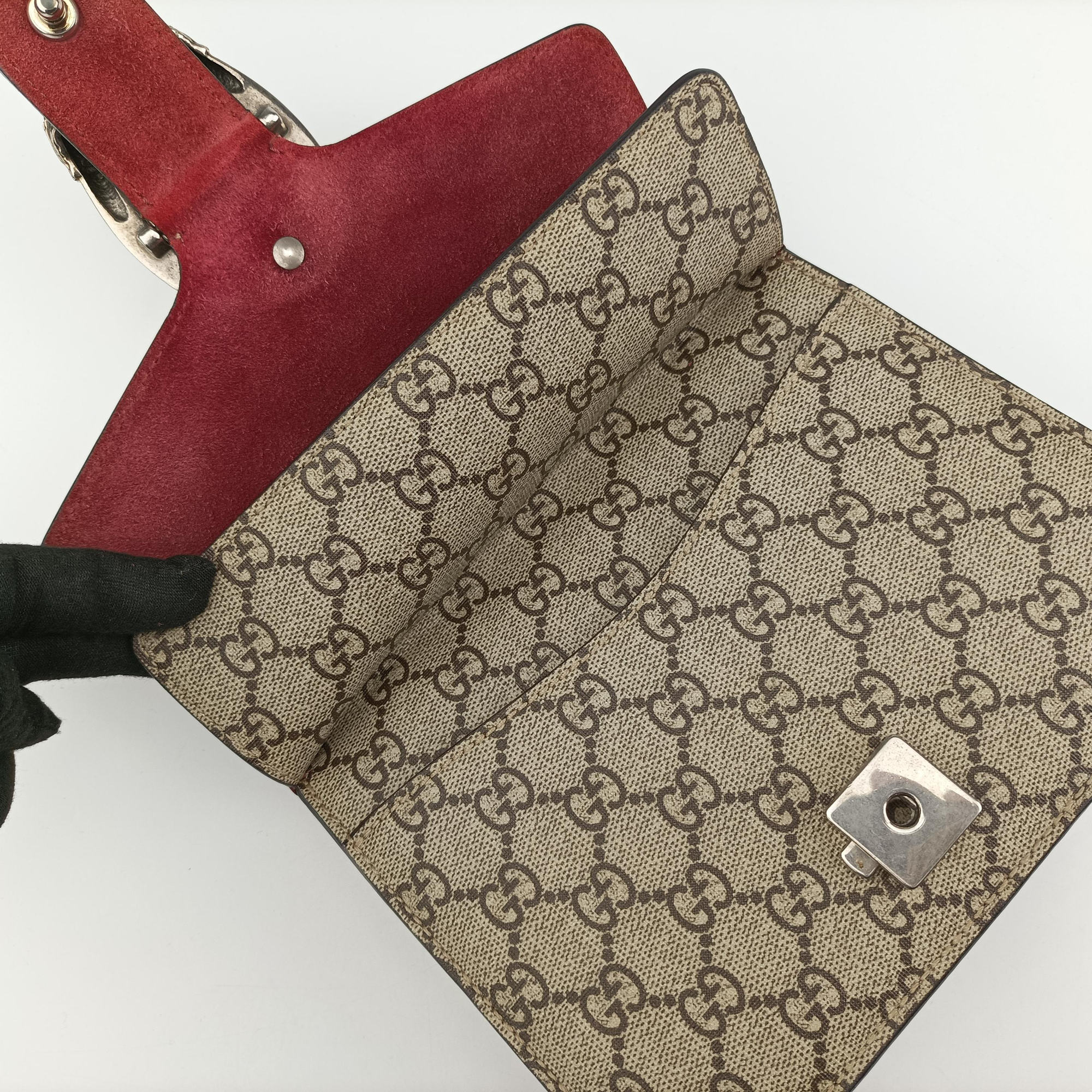 Pre-owned Gucci Dionysus beige×red×Multicolour PVC coated canvas × suede 421970 shoulderbag | stylenewstar