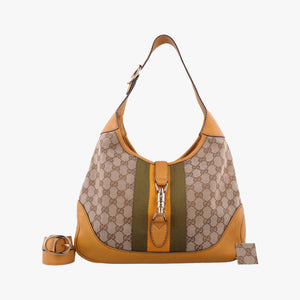 Pre-owned Gucci Jackie Flora Hobo beige×orange Canvas×Leather 277520 shoulderbag | stylenewstar