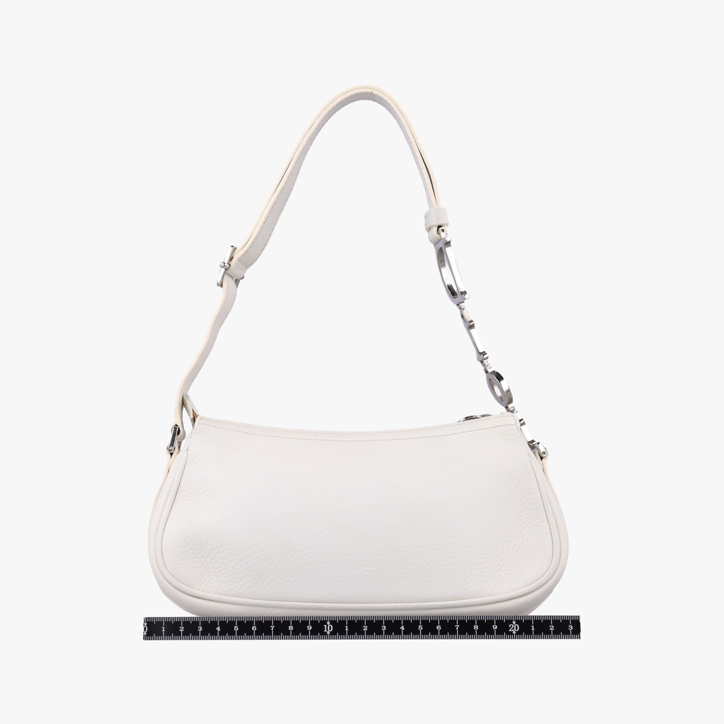 Pre-owned Christian Dior D Pendant White Leather  shoulderbag | stylenewstar