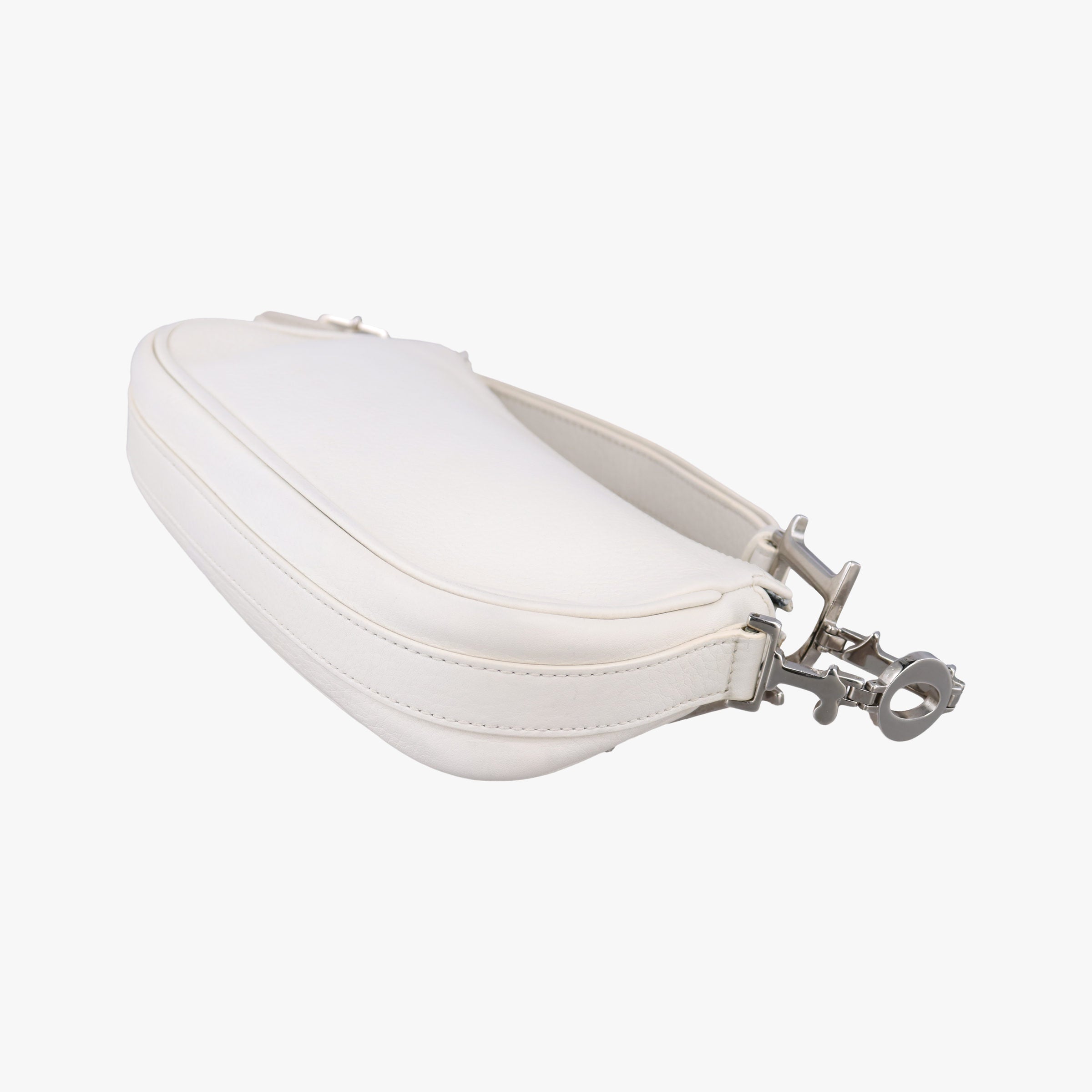 Pre-owned Christian Dior D Pendant White Leather  shoulderbag | stylenewstar