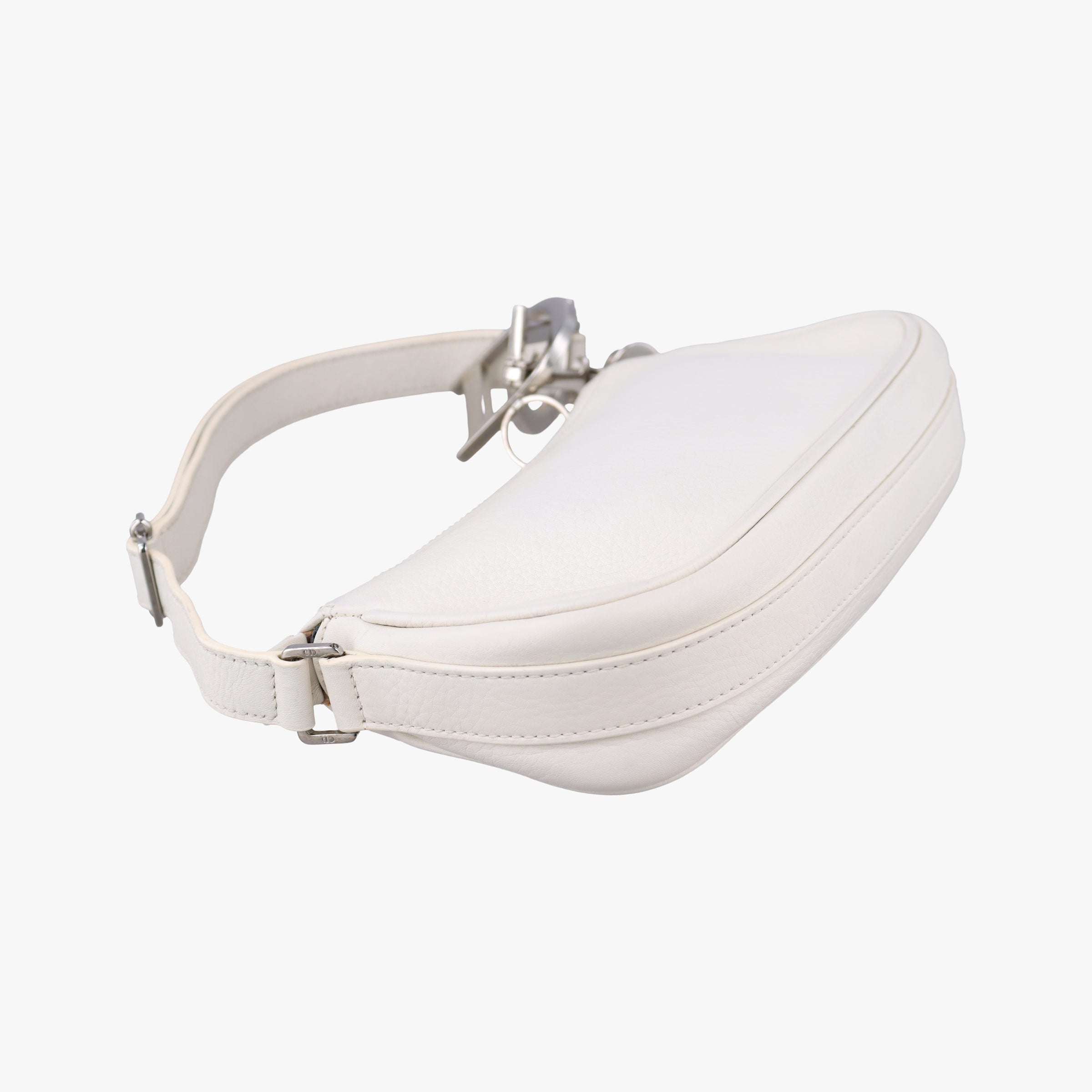 Pre-owned Christian Dior D Pendant White Leather  shoulderbag | stylenewstar