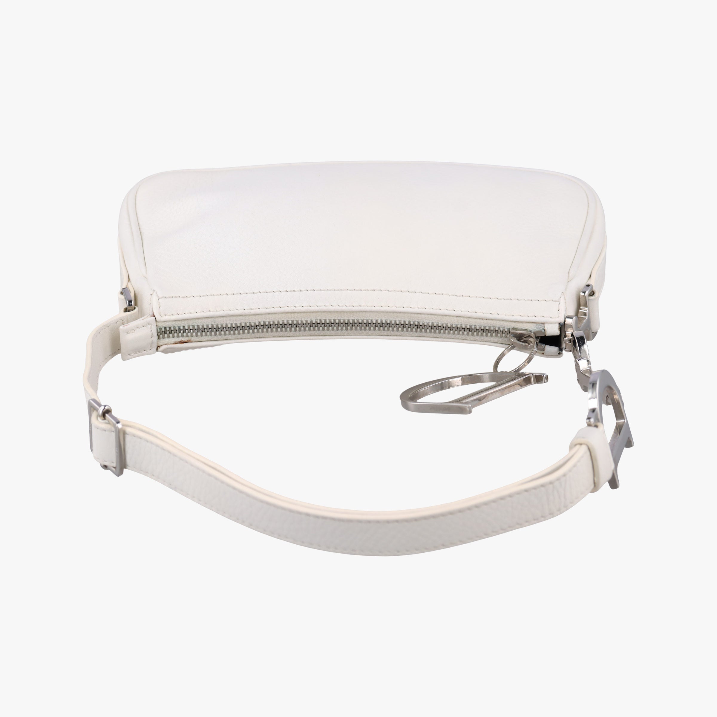 Pre-owned Christian Dior D Pendant White Leather  shoulderbag | stylenewstar