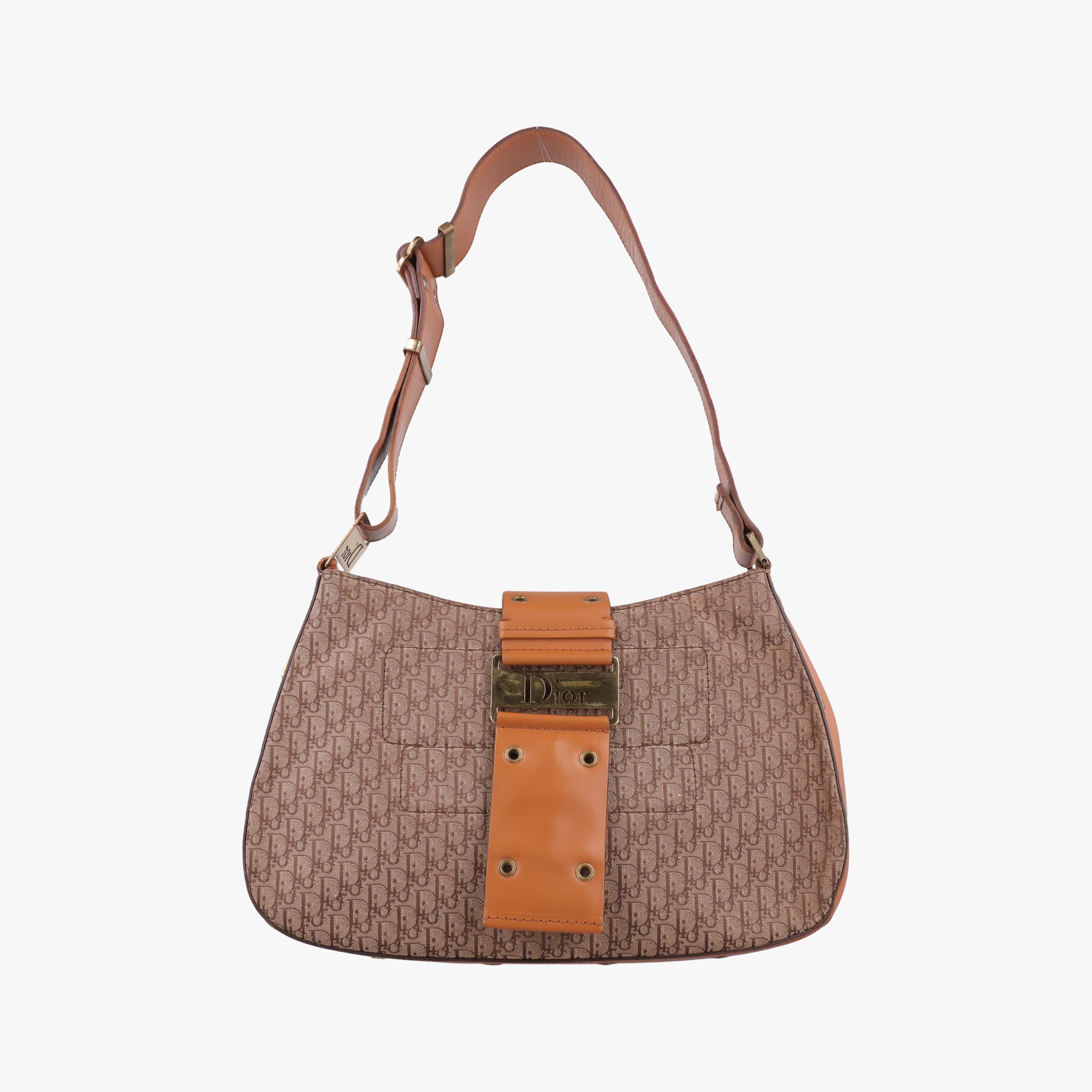 Pre-owned Christian Dior Street Chic Columbus Beige×brown canvasxleather  shoulderbag | stylenewstar