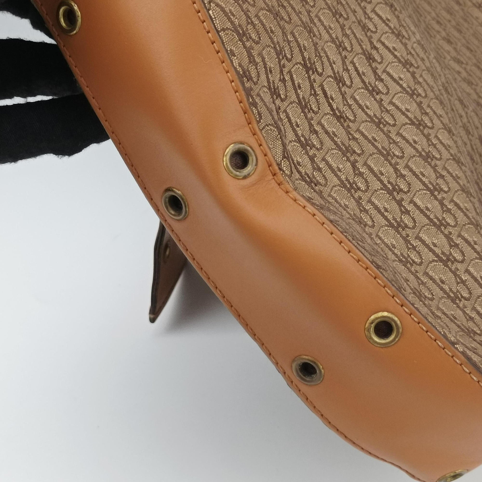 Pre-owned Christian Dior Street Chic Columbus Beige×brown canvasxleather  shoulderbag | stylenewstar