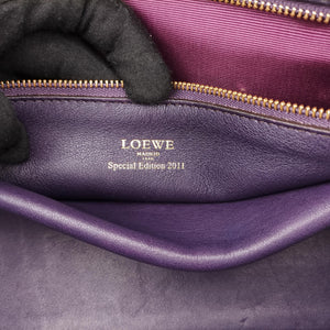 Pre-owned Loewe Amazona 36 Purple × Fluorescent Yellow Leather  handbag | stylenewstar