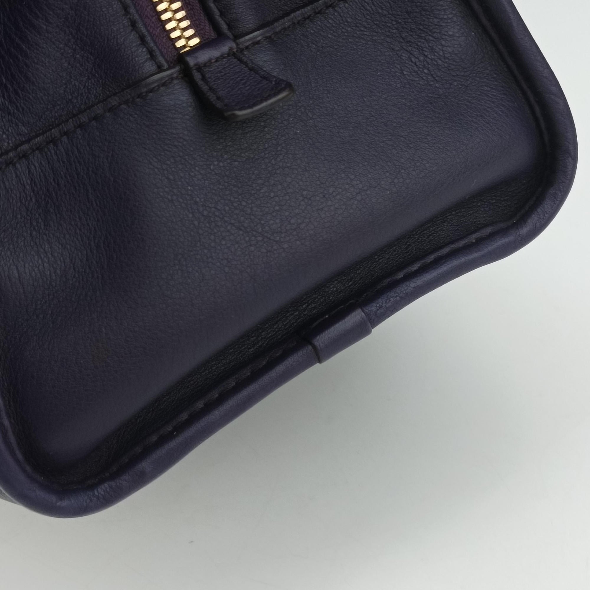 Pre-owned Loewe Amazona 36 Purple × Fluorescent Yellow Leather  handbag | stylenewstar